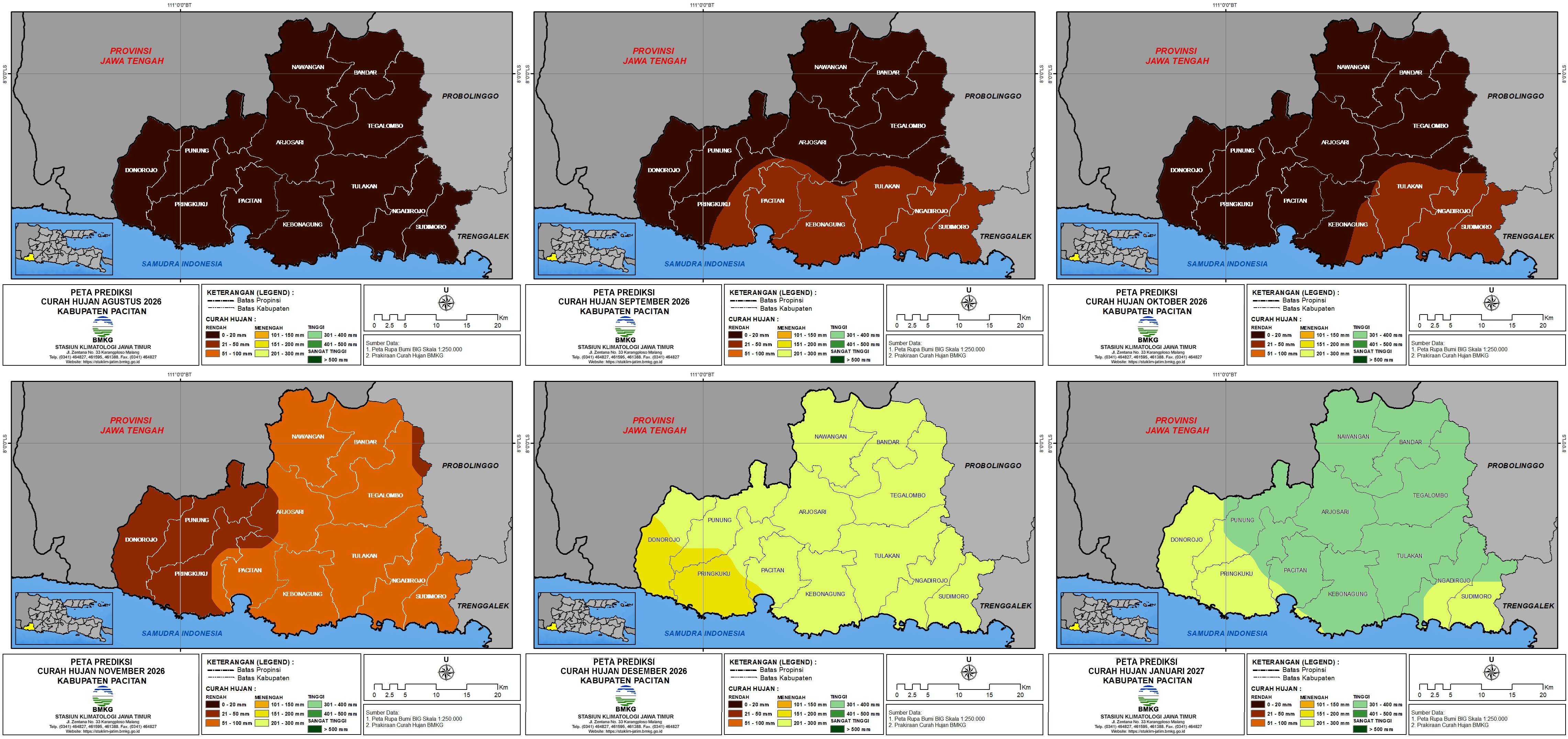 E-Buletin Prakiraan Sifat dan Curah Hujan di Kabupaten Pacitan