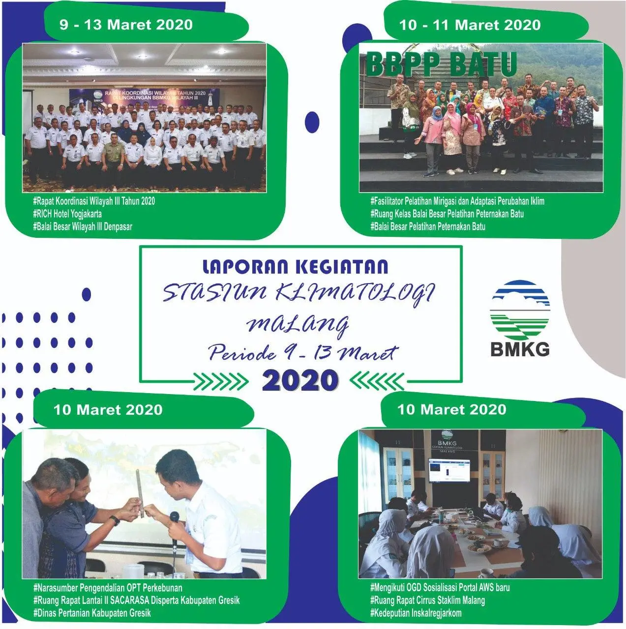Galeri Kegiatan BMKG Stasiun Klimatologi Malang Periode 9 - 13 Maret 2020