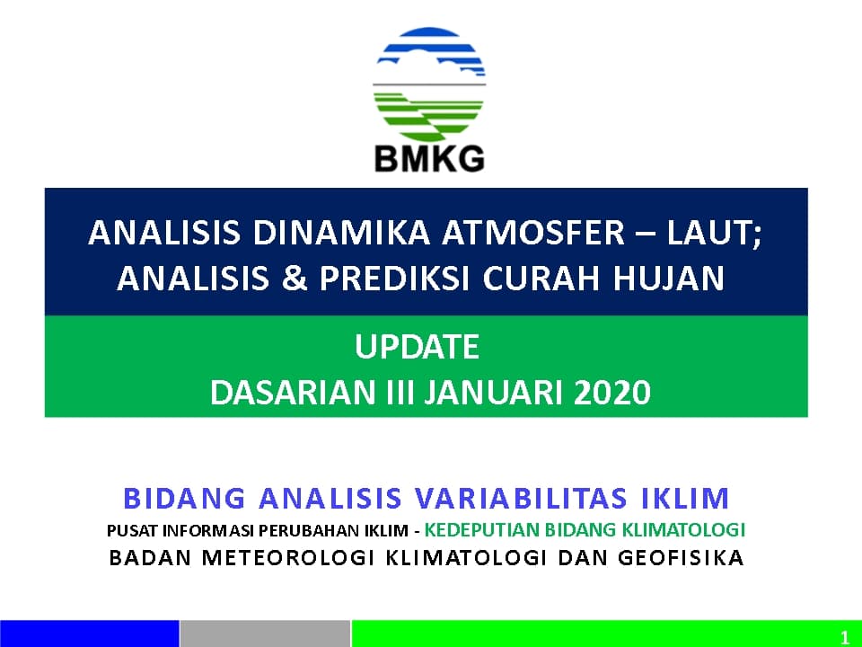 |Analisis dan Prediksi Dasarian| Dinamika Atmosfer - Laut Dan Prediksi Curah Hujan Update Dasarian III (Tanggal 21 - 31) Januari 2020