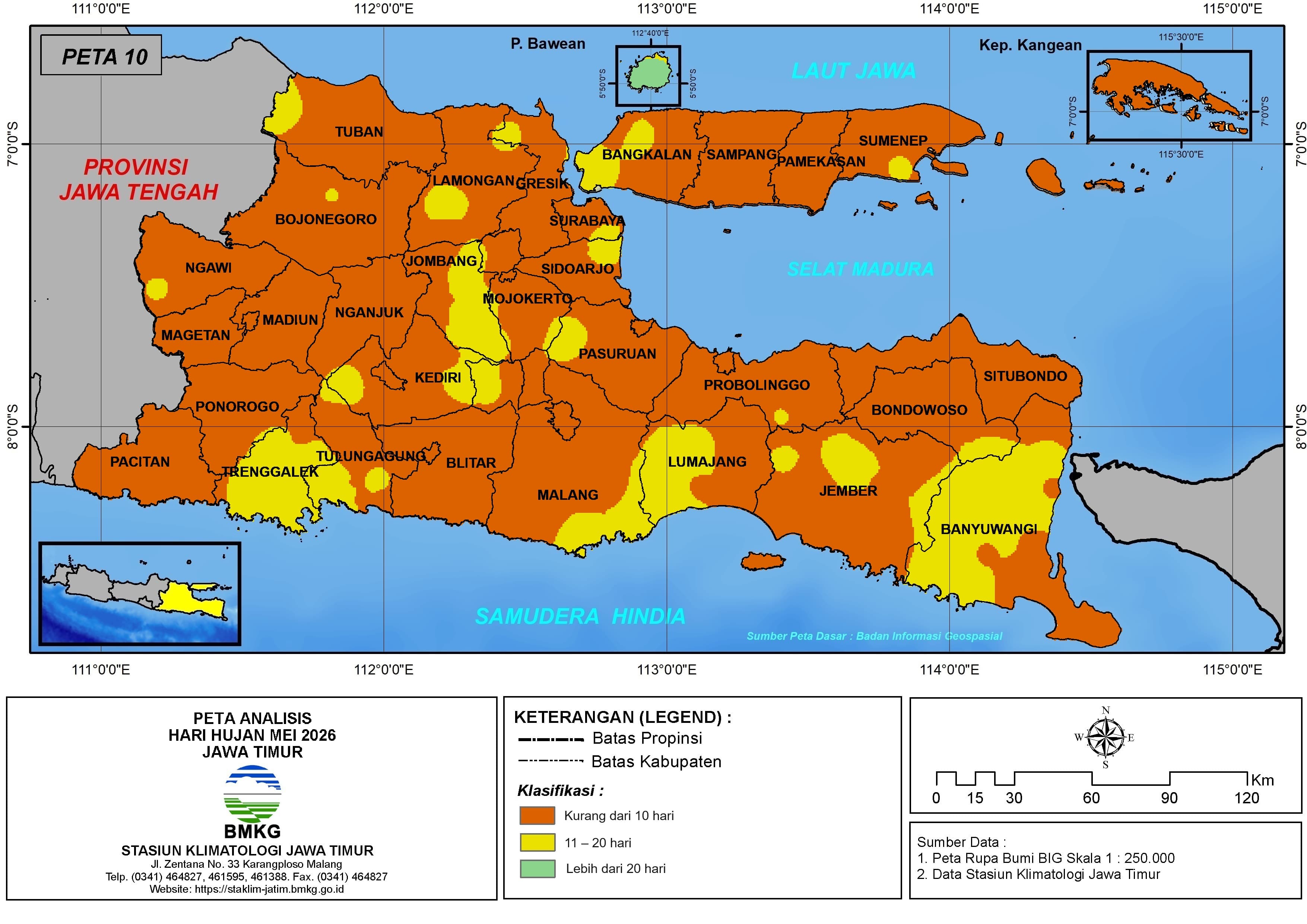 ( Analisis - Bulanan ) Hari Hujan Bulan Mei Tahun 2026 di Provinsi Jawa Timur