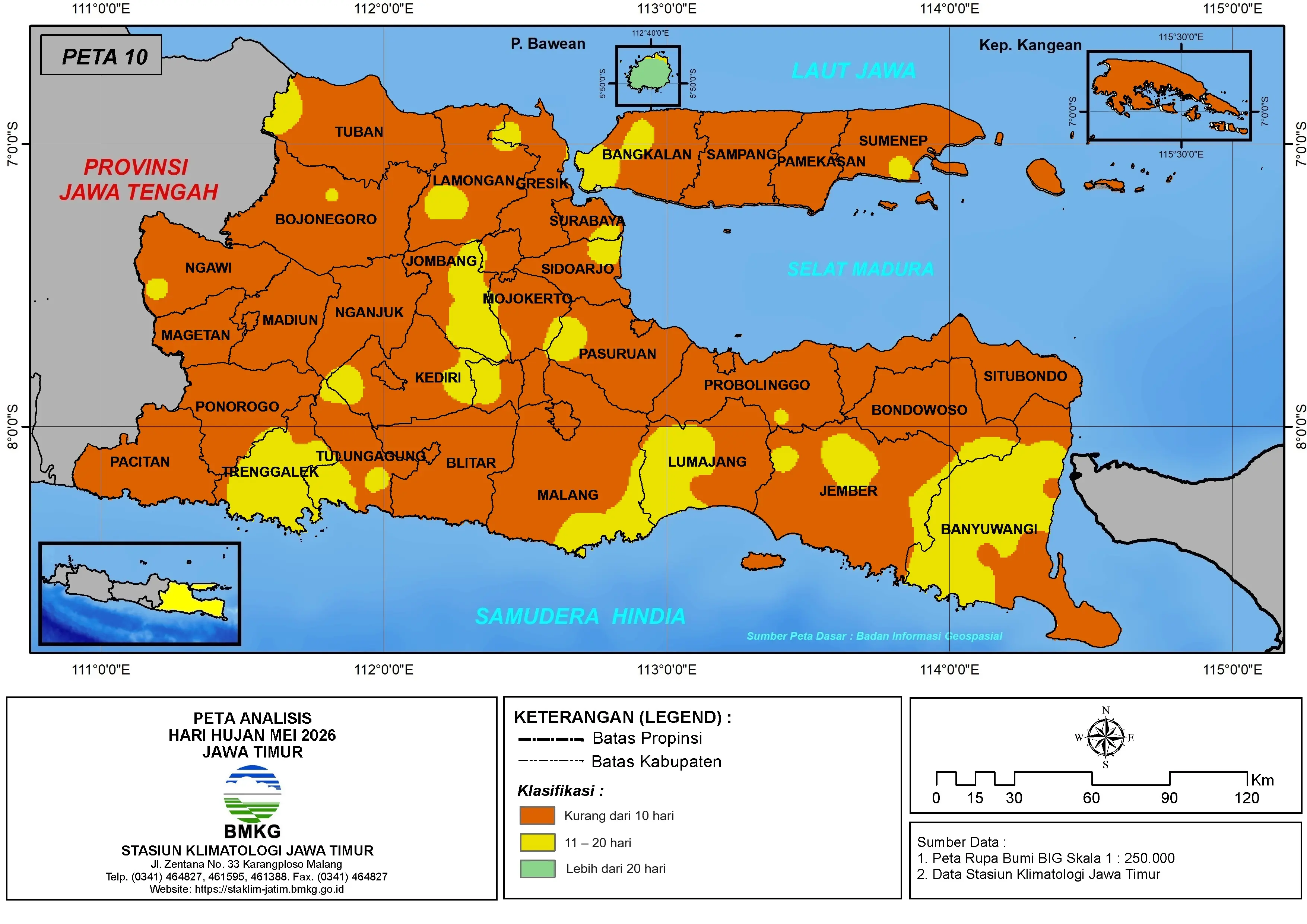 ( Analisis - Bulanan ) Hari Hujan Bulan Mei Tahun 2026 di Provinsi Jawa Timur