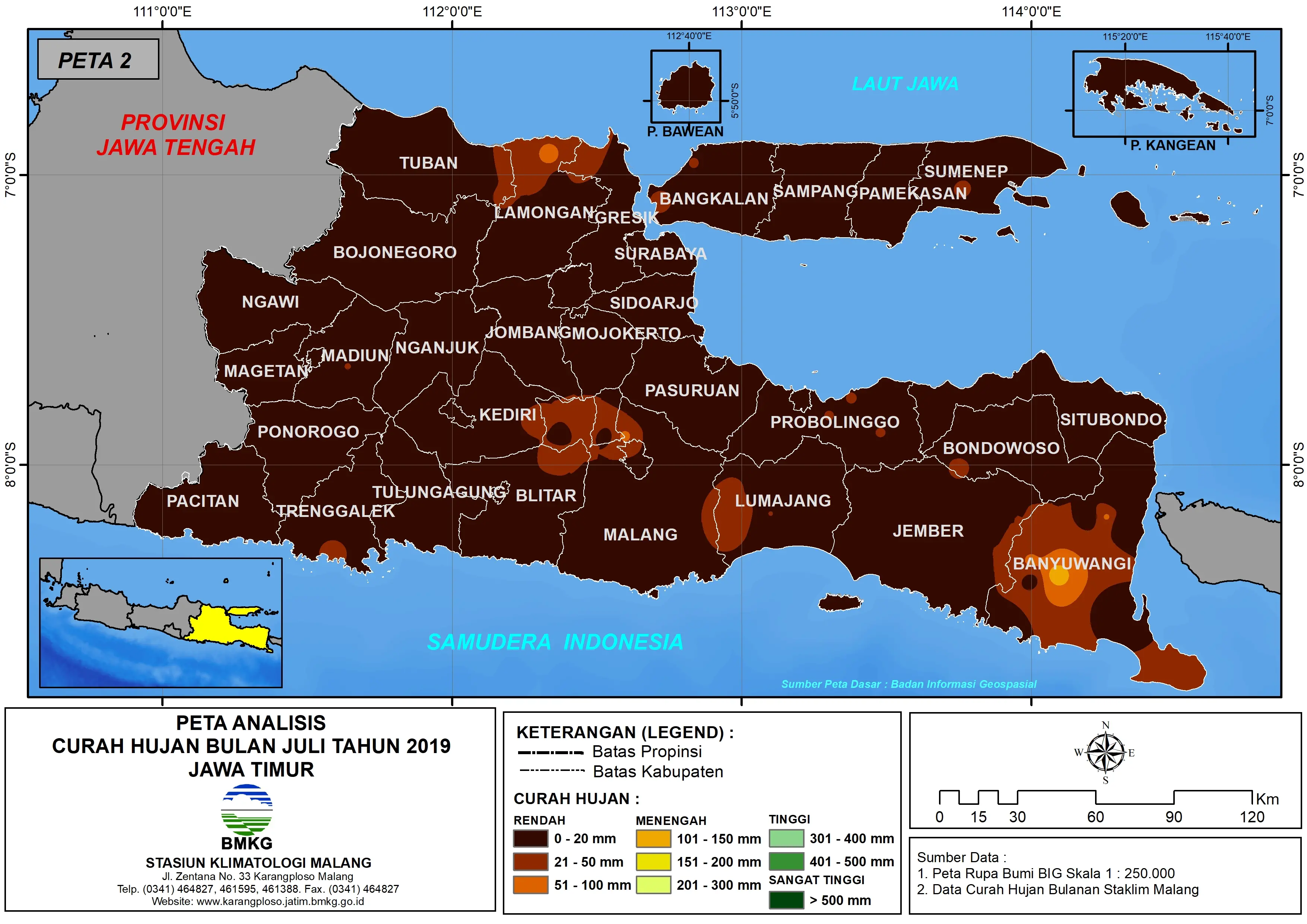 |Buletin - Bulanan| Analisis Hujan Juli 2019 dan Prakiraan Hujan Bulan September - Oktober - November 2019 di Provinsi Jawa Timur  Halaman 58 dari total 73 Halaman