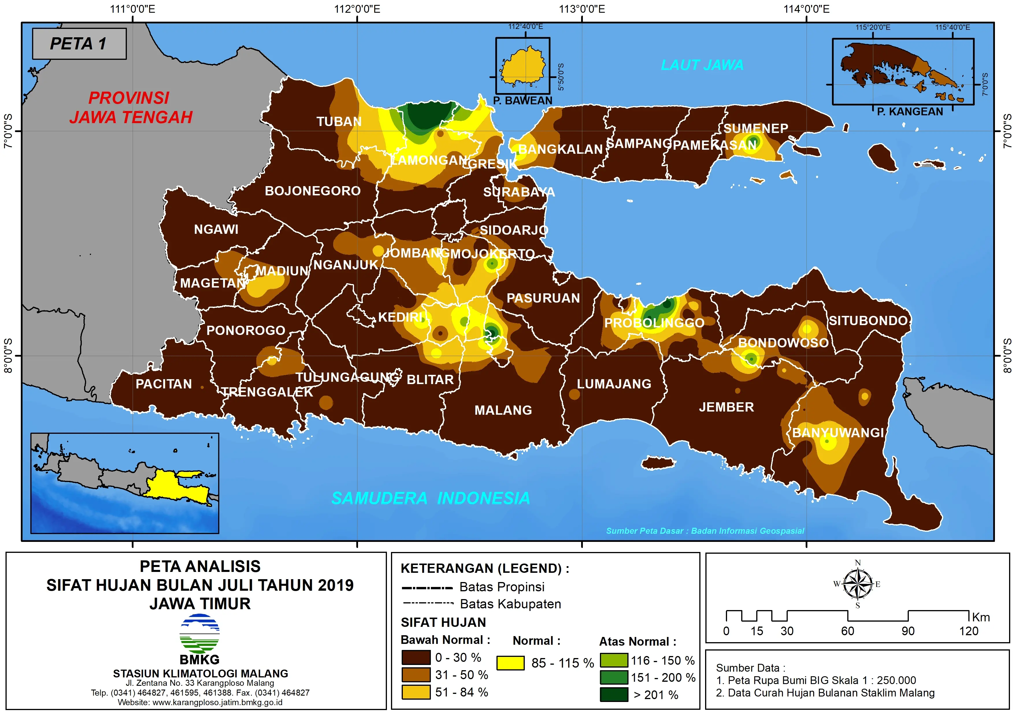 |Buletin - Bulanan| Analisis Hujan Juli 2019 dan Prakiraan Hujan Bulan September - Oktober - November 2019 di Provinsi Jawa Timur  Halaman 59 dari total 73 Halaman