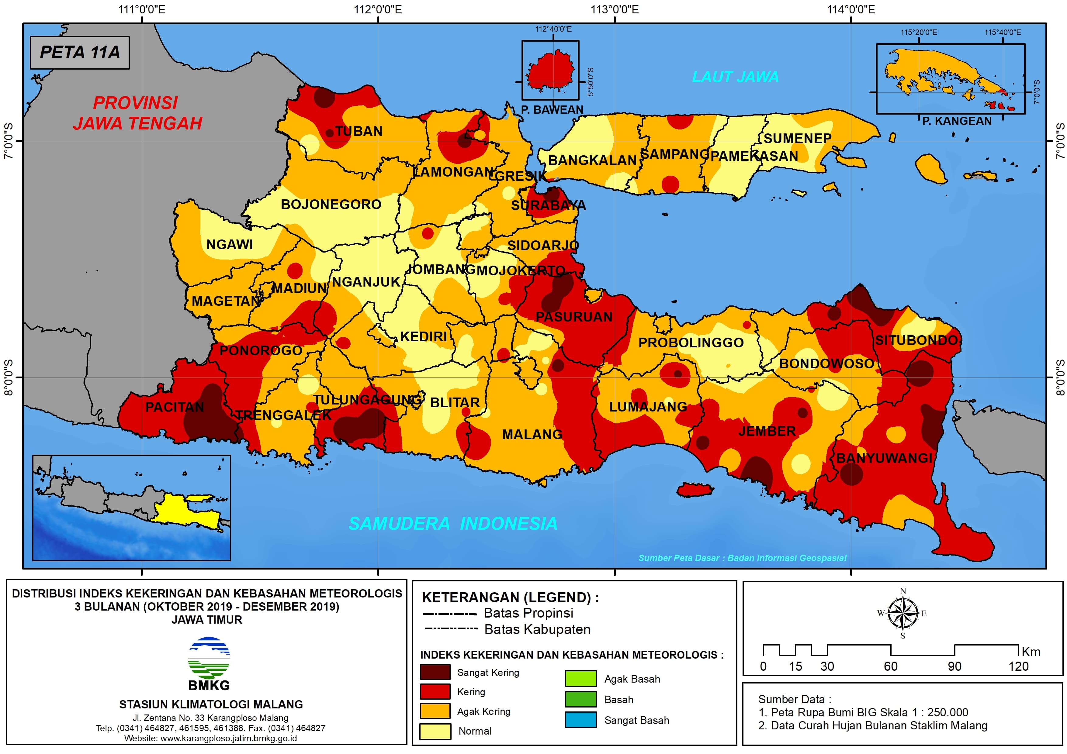 |Analisis - Bulanan| Indeks Kekeringan dan Keabsahan Meteorologis 3 Bulanan Untuk Bulan Oktober - November - Desember Tahun 2019 di Provinsi Jawa Timur