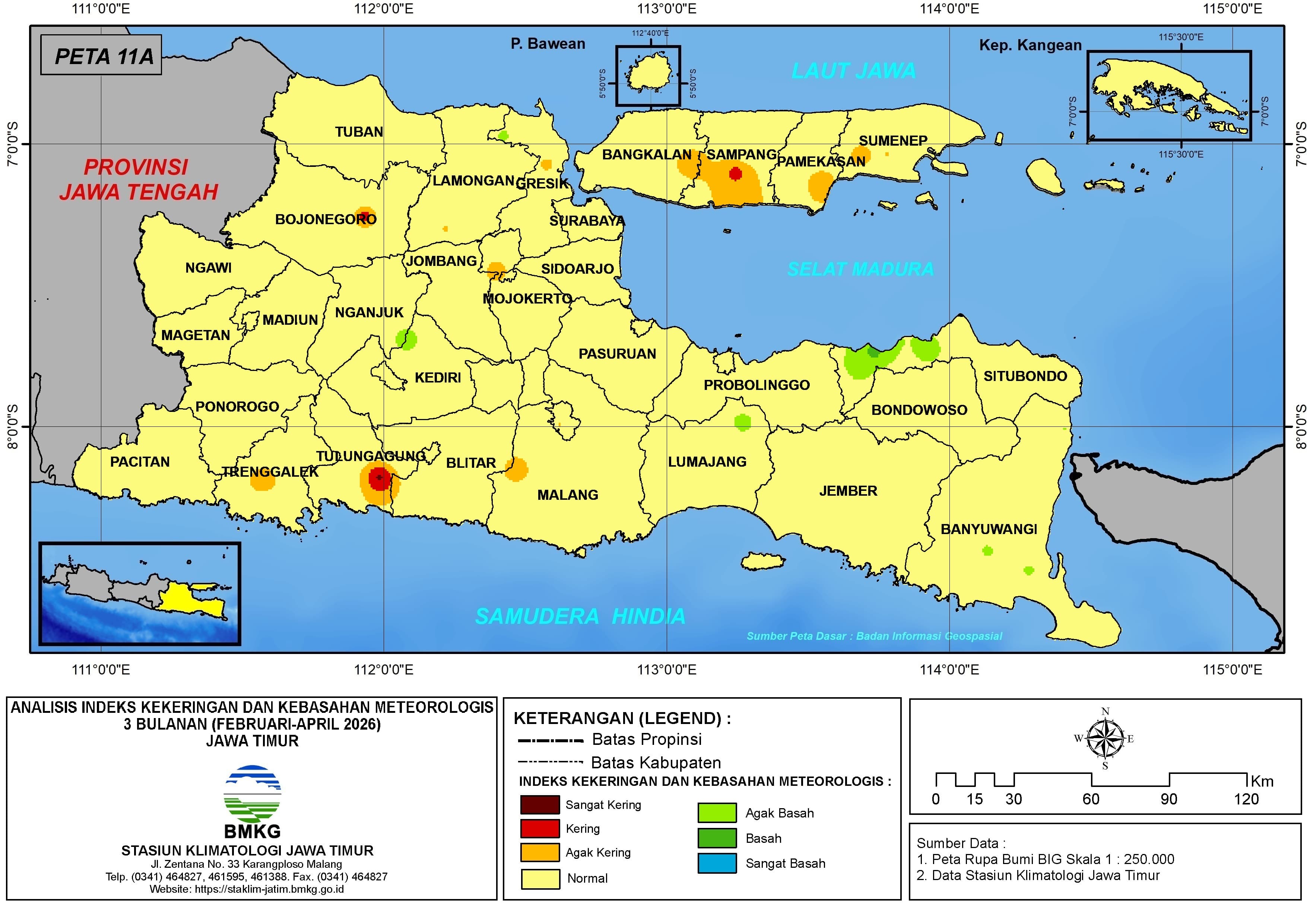( Analisis - Bulanan ) Indeks Kekeringan dan Kebasahan Meteorologis 3 Bulanan Untuk Bulan Februari - Maret - April Tahun 2026 di Provinsi Jawa Timur