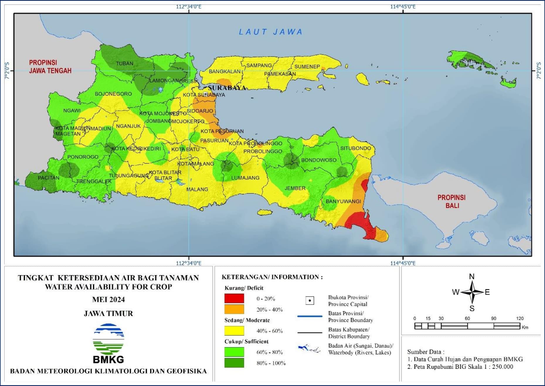 ( Analisis - Bulanan ) Tingkat Ketersediaan Air Bagi Tanaman Bulan Mei Tahun 2024 di Provinsi Jawa Timur 