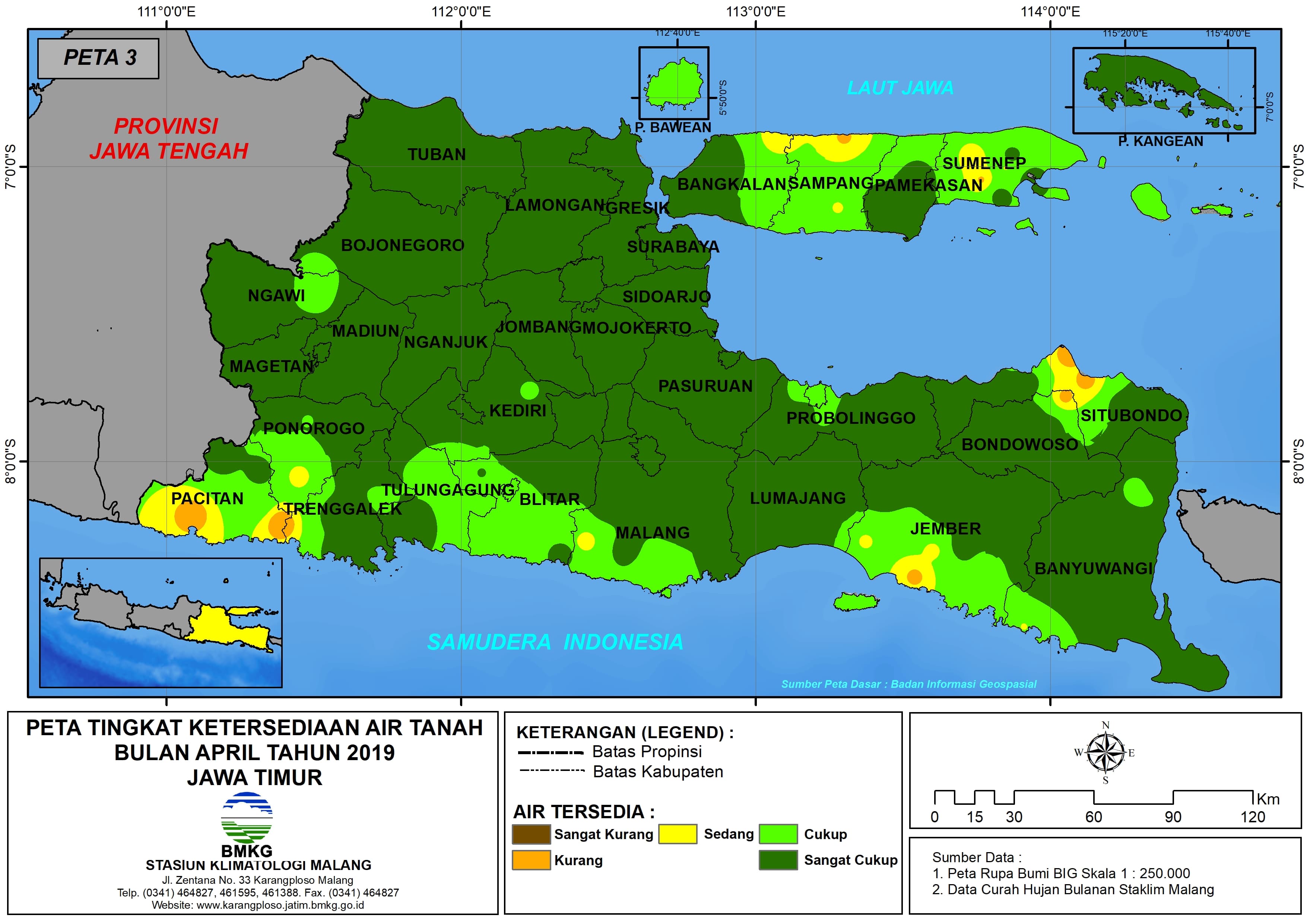 Analisis - Bulanan Tingkat Ketersediaan Air Tanah Bulan April Tahun 2019 di Provinsi Jawa Timur