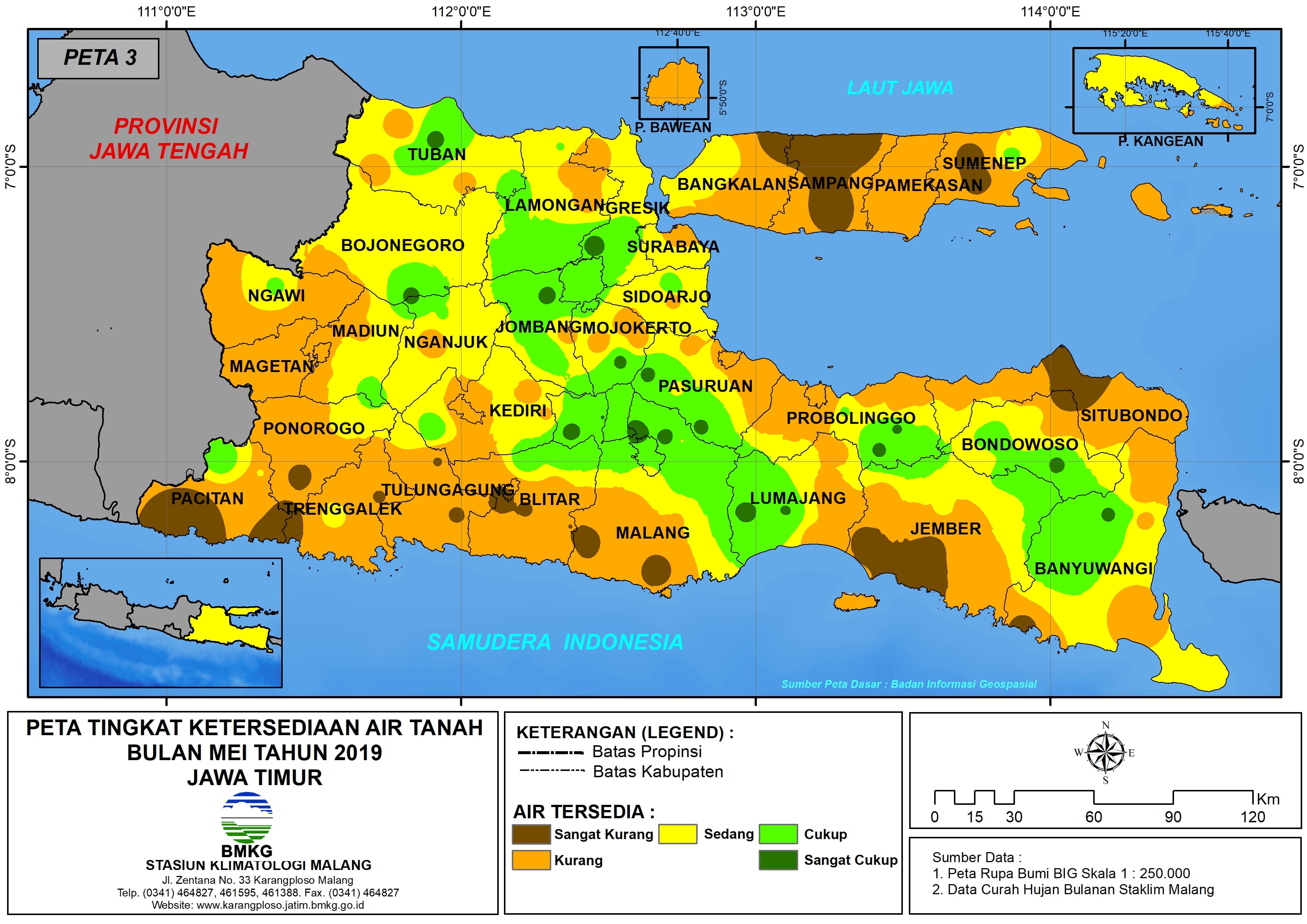 Analisis - Bulanan Tingkat Ketersediaan Air Tanah Bulan Mei Tahun 2019 di Provinsi Jawa Timur