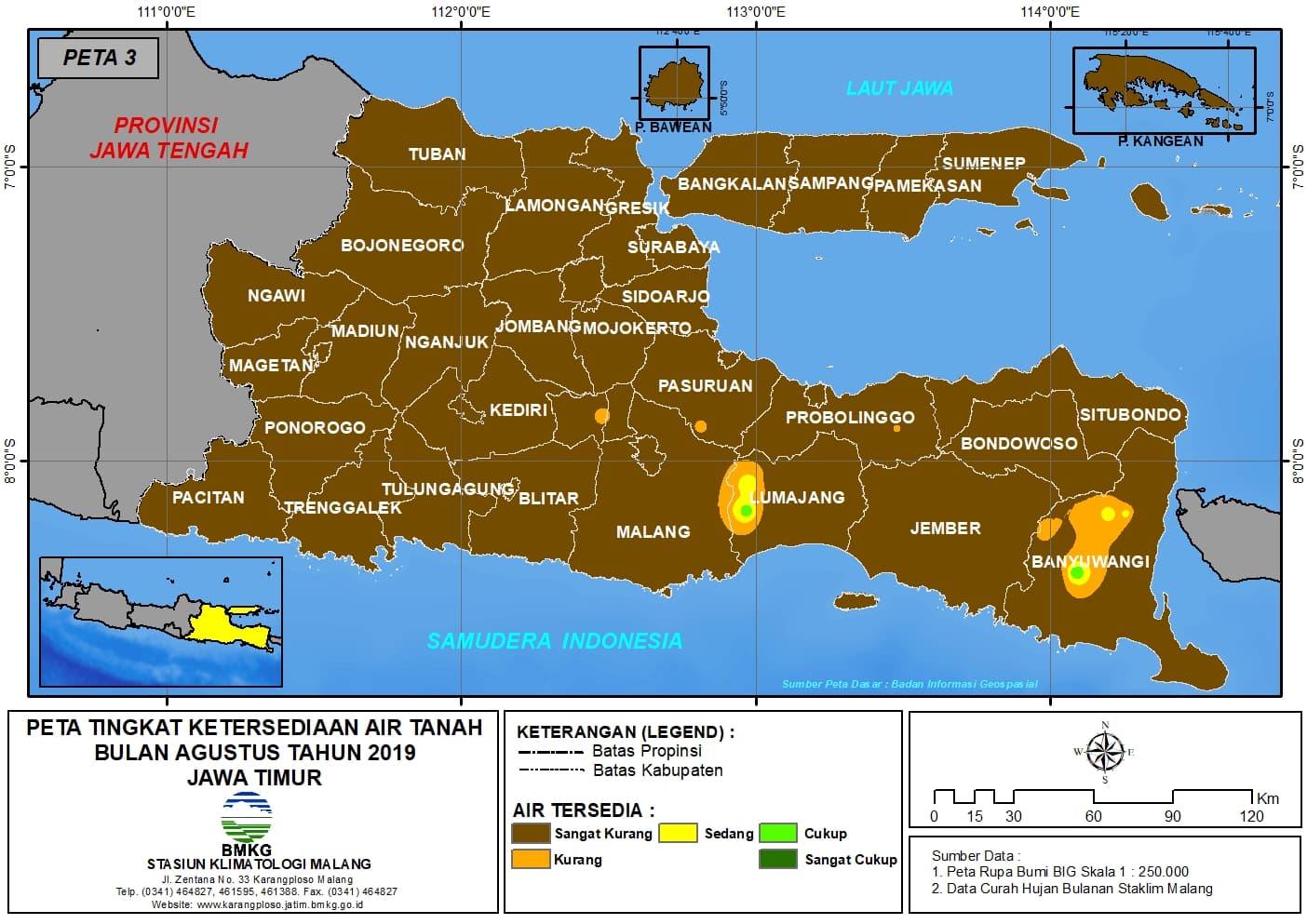 |Analisis - Bulanan| Tingkat Ketersediaan Air Tanah Bulan Agustus Tahun 2019 di Provinsi Jawa Timur
