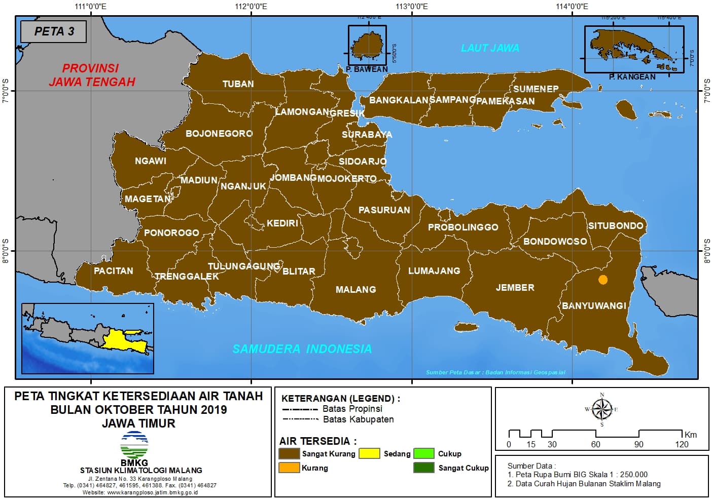 |Analisis - Bulanan| Tingkat Ketersediaan Air Tanah Bulan Oktober Tahun 2019 di Provinsi Jawa Timur