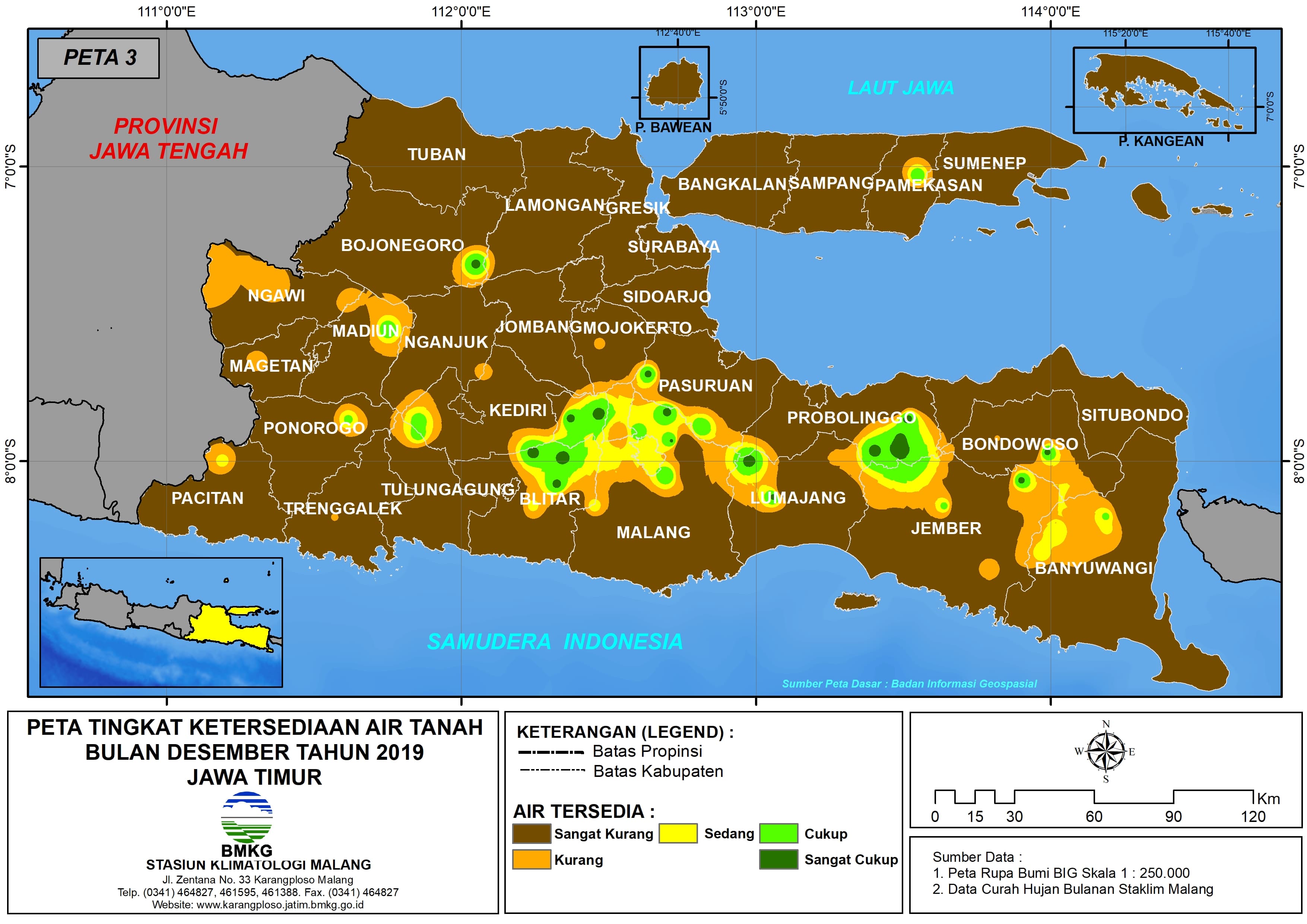 |Analisis - Bulanan| Tingkat Ketersediaan Air Tanah Bulan Desember Tahun 2019 di Provinsi Jawa Timur