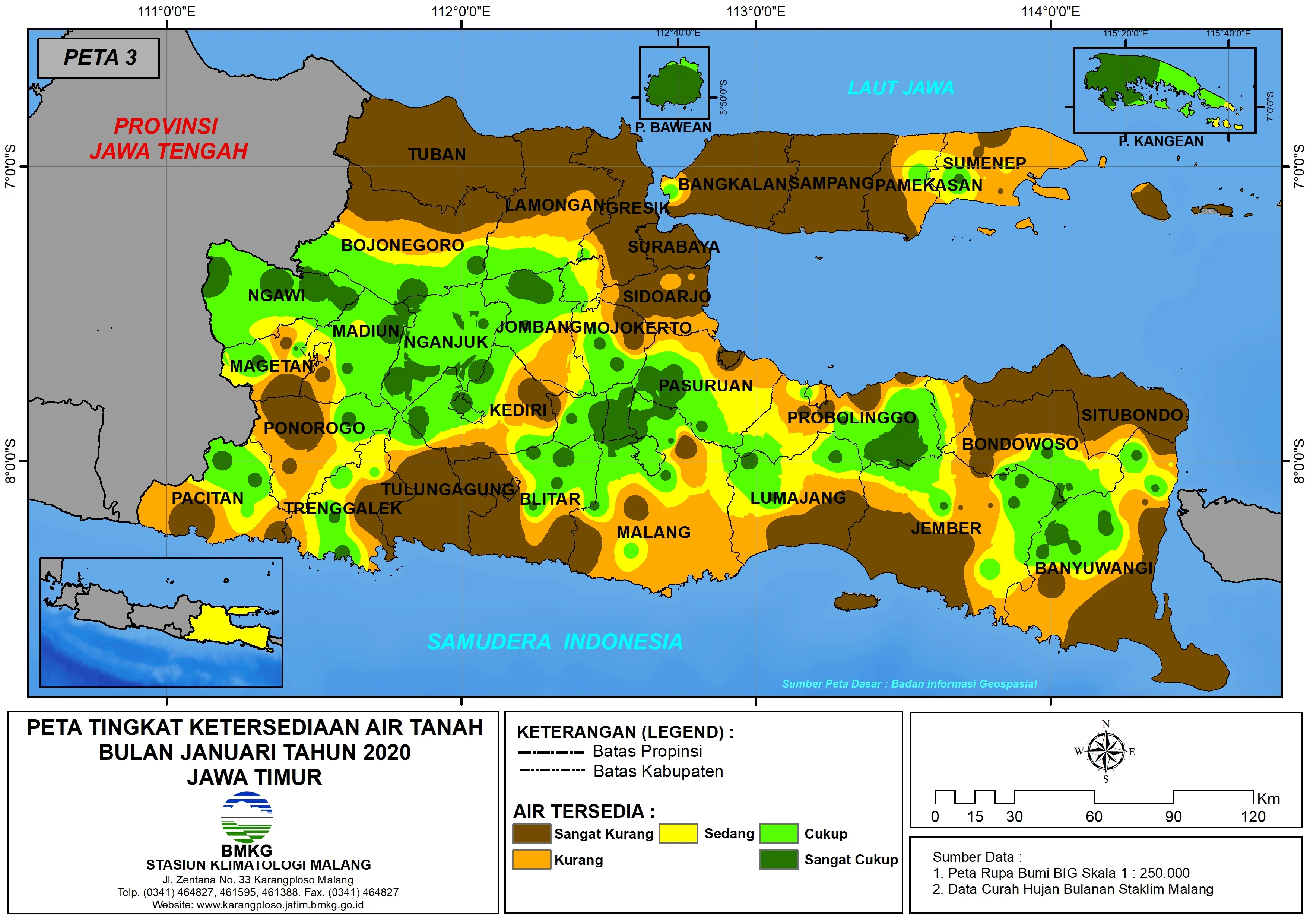 ( Analisis - Bulanan ) Tingkat Ketersediaan Air Tanah Bulan Januari Tahun 2020 di Provinsi Jawa Timur