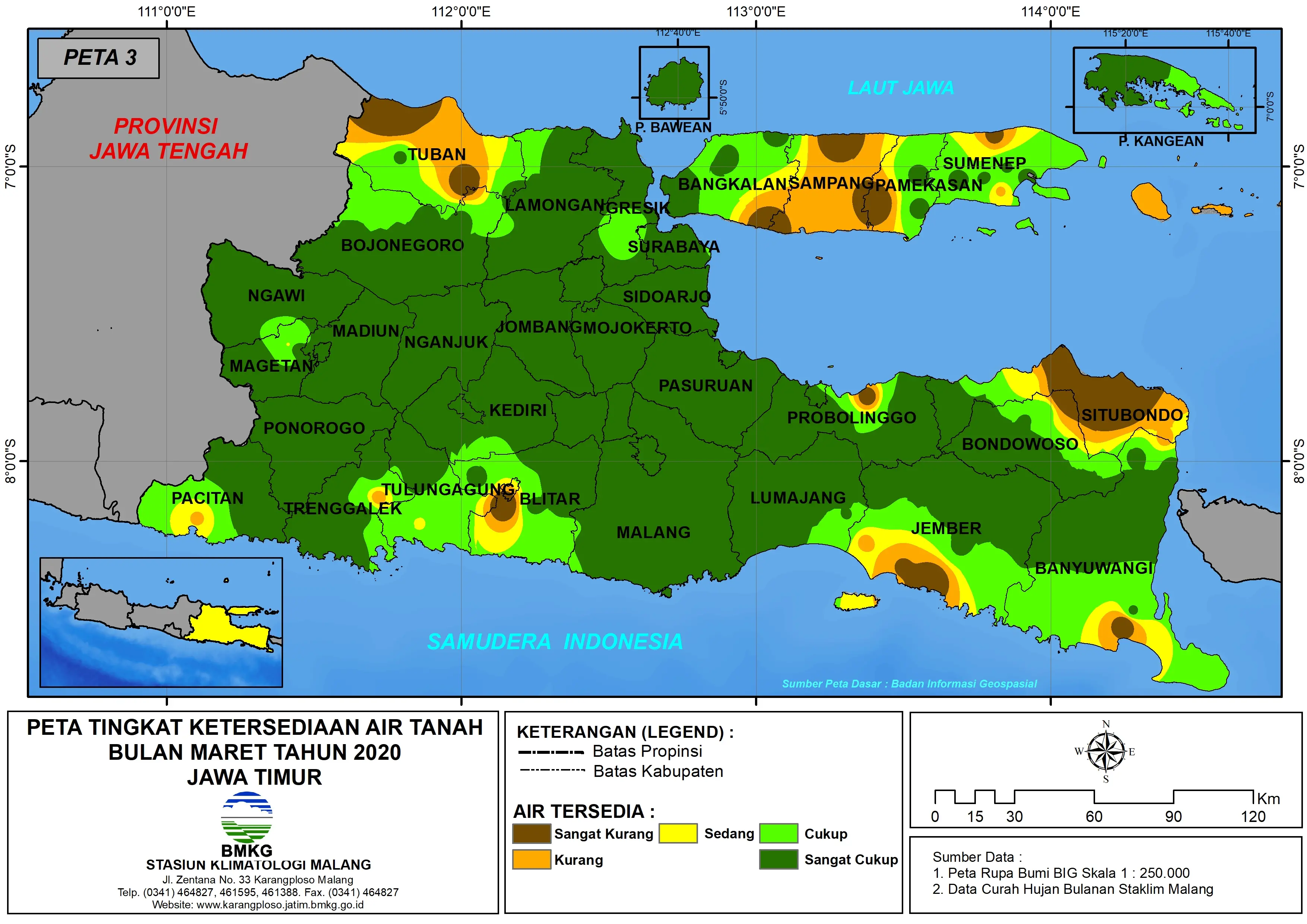 (Analisis - Bulanan) Tingkat Ketersediaan Air Tanah Bulan Maret Tahun 2020 di Provinsi Jawa Timur