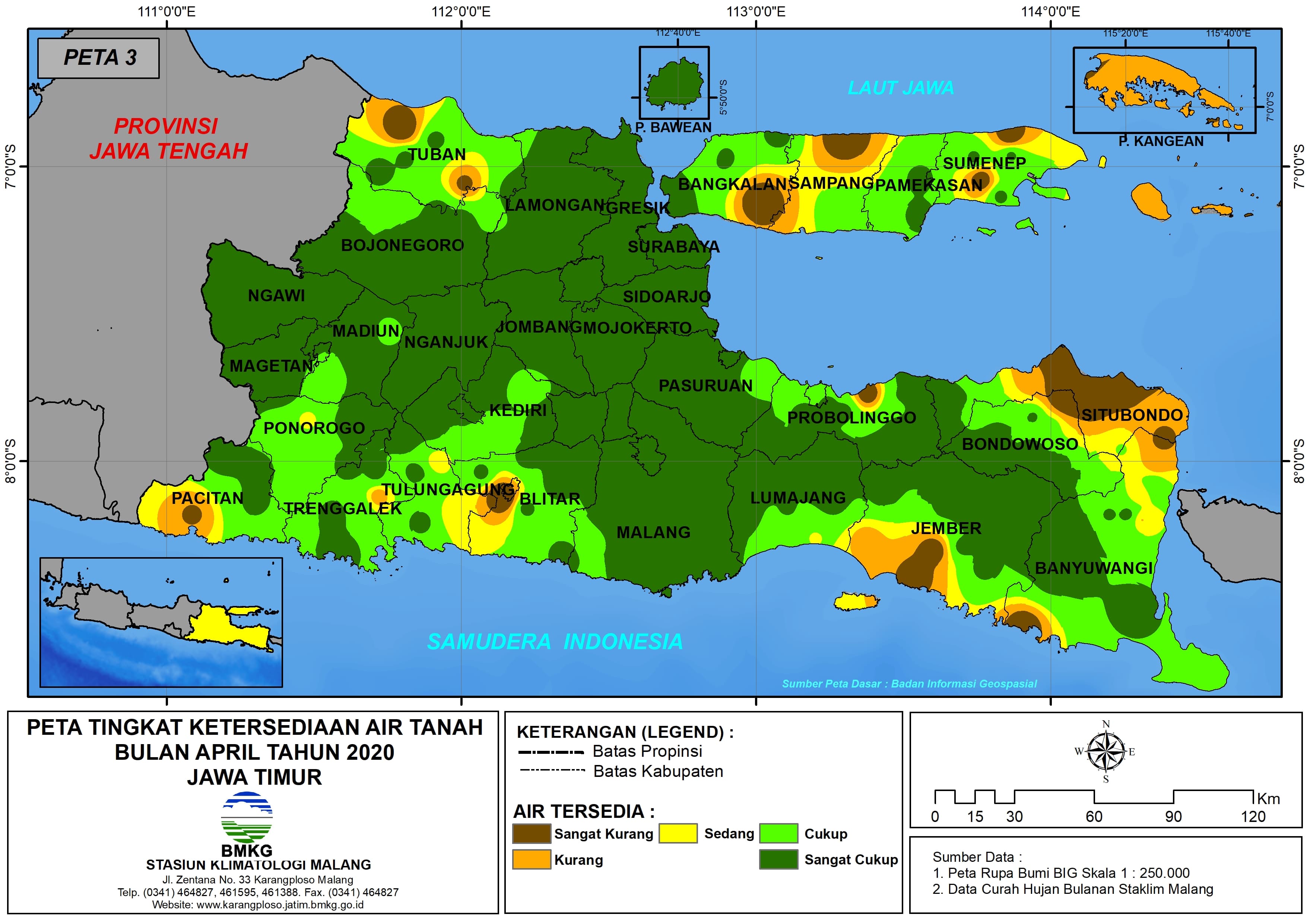 (Analisis - Bulanan) Tingkat Ketersediaan Air Tanah Bulan April Tahun 2020 di Provinsi Jawa Timur