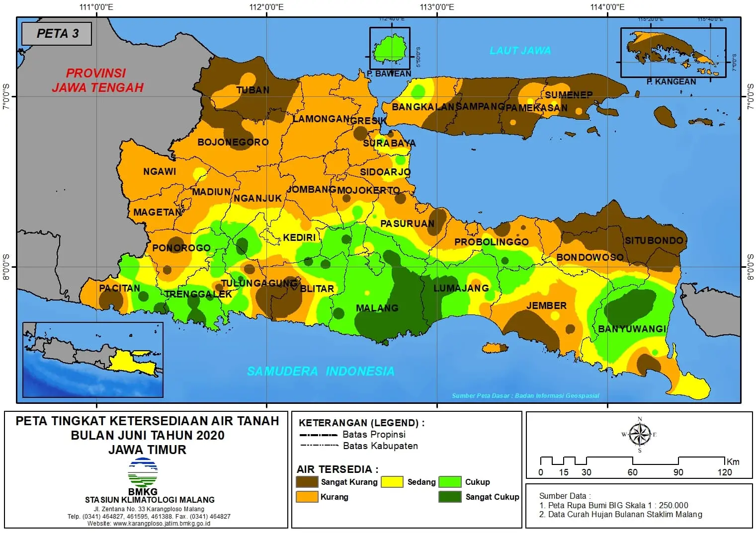 (Analisis - Bulanan) Tingkat Ketersediaan Air Tanah Bulan Juni Tahun 2020 di Provinsi Jawa Timur