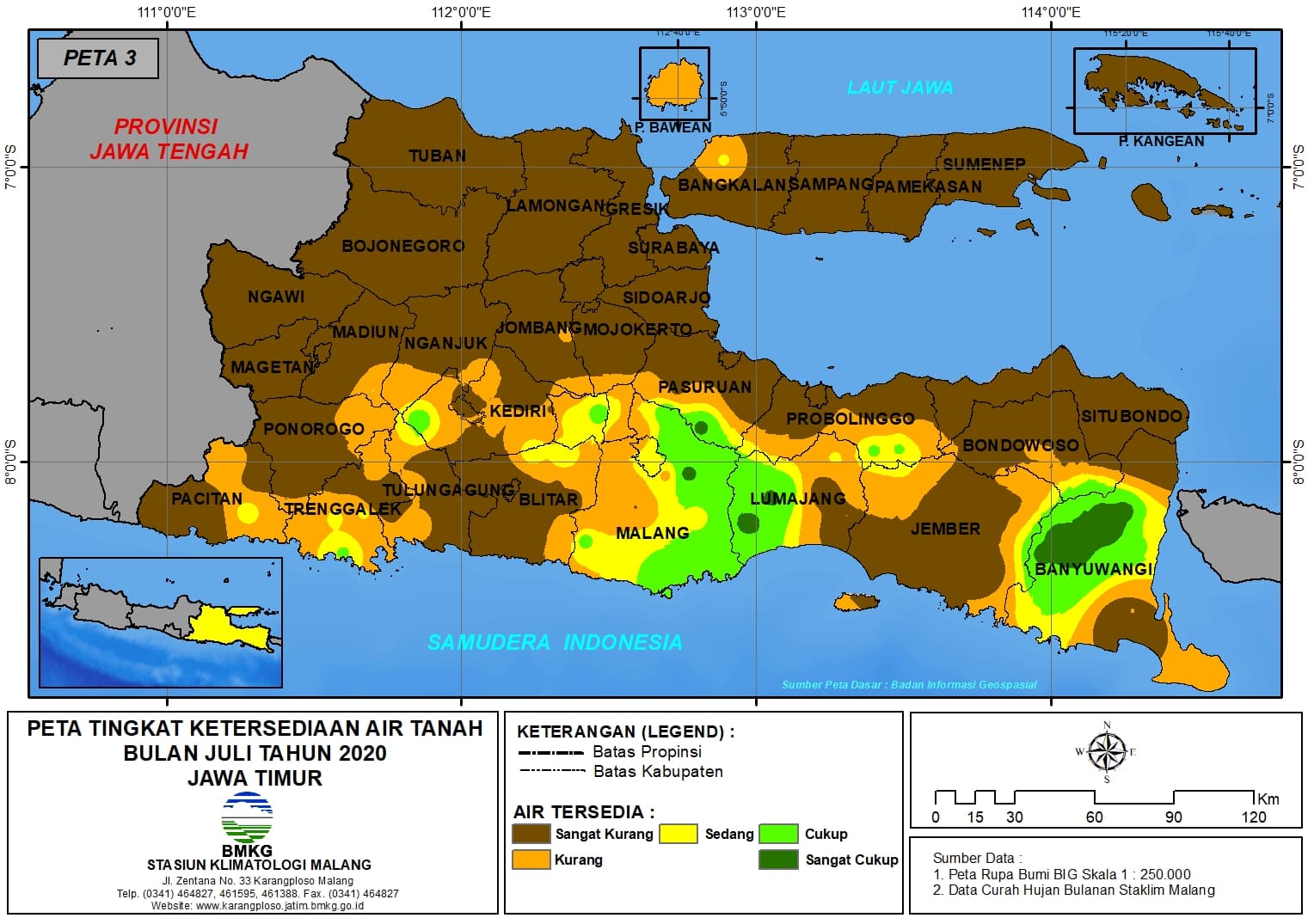 (Analisis - Bulanan) Tingkat Ketersediaan Air Tanah Bulan Juli Tahun 2020 di Provinsi Jawa Timur