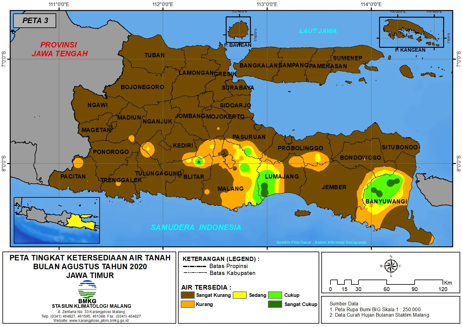 (Analisis - Bulanan) Tingkat Ketersediaan Air Tanah Bulan Agustus Tahun 2020 di Provinsi Jawa Timur