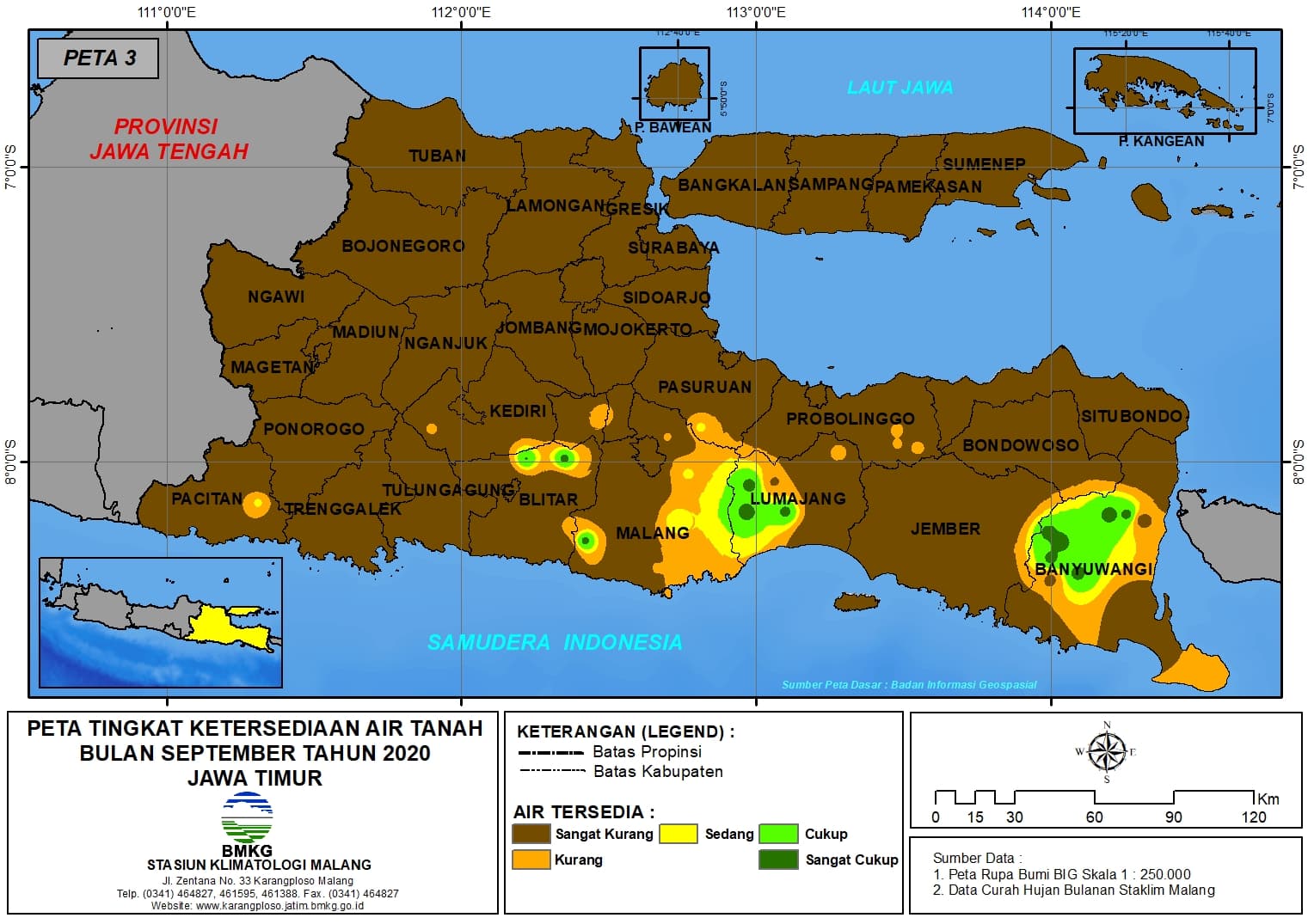 (Analisis - Bulanan) Tingkat Ketersediaan Air Tanah Bulan September Tahun 2020 di Provinsi Jawa Timur