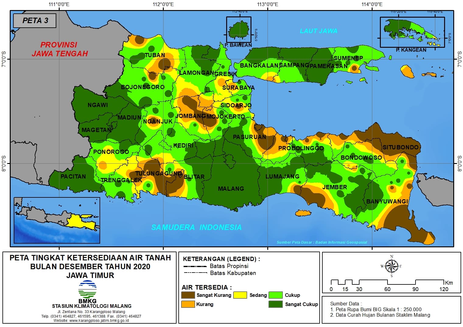 (Analisis - Bulanan) Tingkat Ketersediaan Air Tanah Bulan Desember Tahun 2020 di Provinsi Jawa Timur
