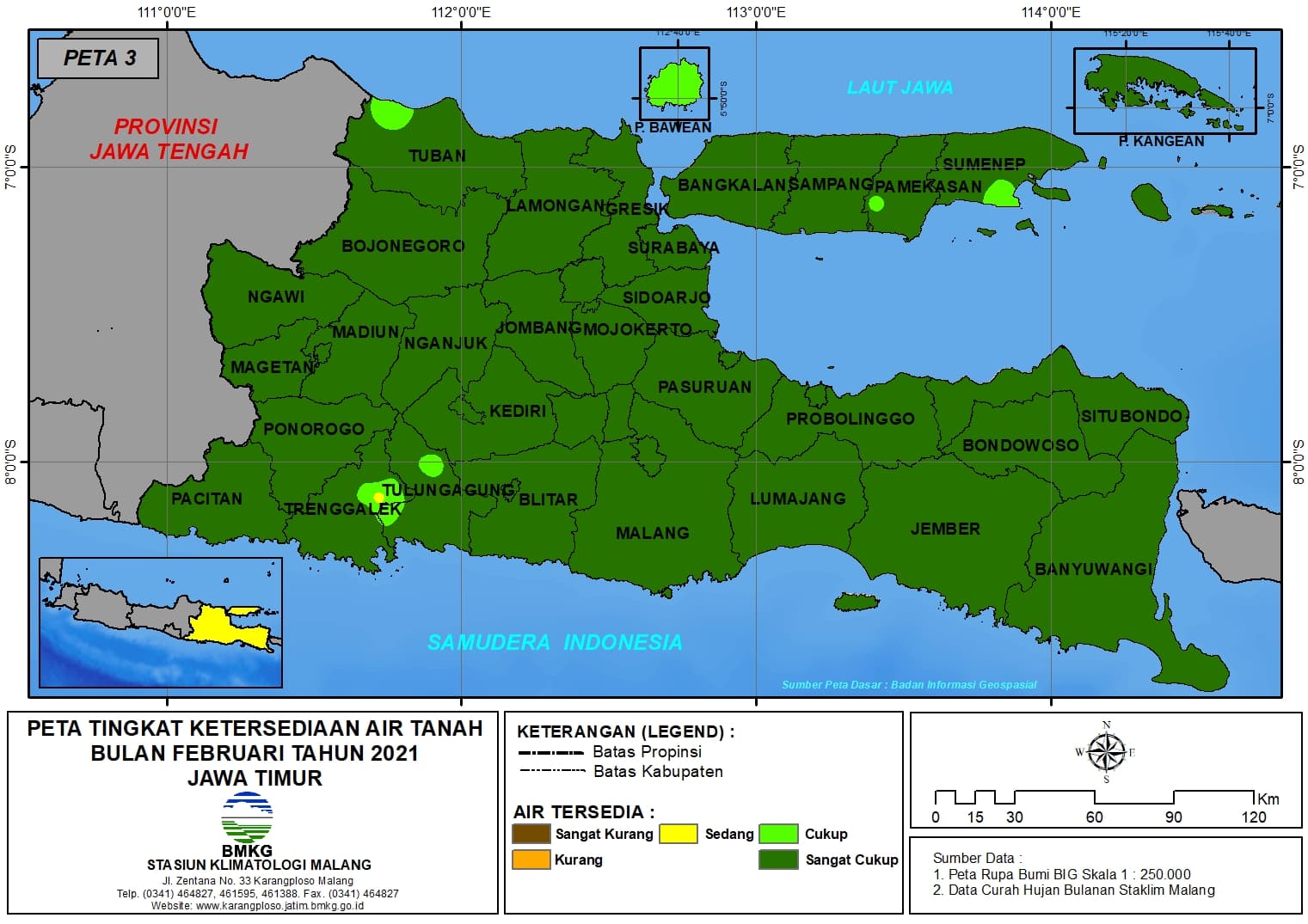 (Analisis - Bulanan) Tingkat Ketersediaan Air Tanah Bulan Februari Tahun 2021 di Provinsi Jawa Timur