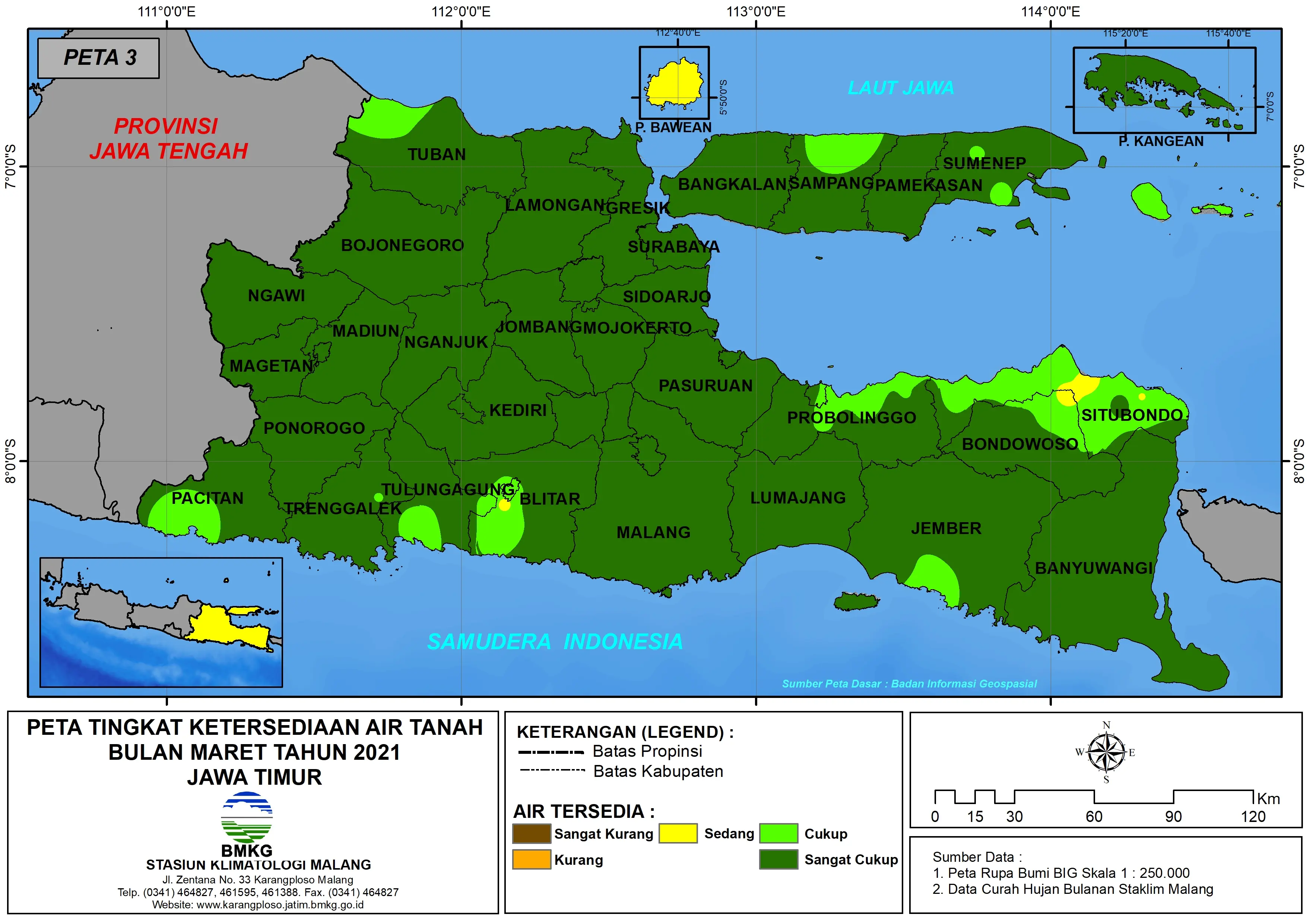 (Analisis - Bulanan) Tingkat Ketersediaan Air Tanah Bulan Maret Tahun 2021 di Provinsi Jawa Timur