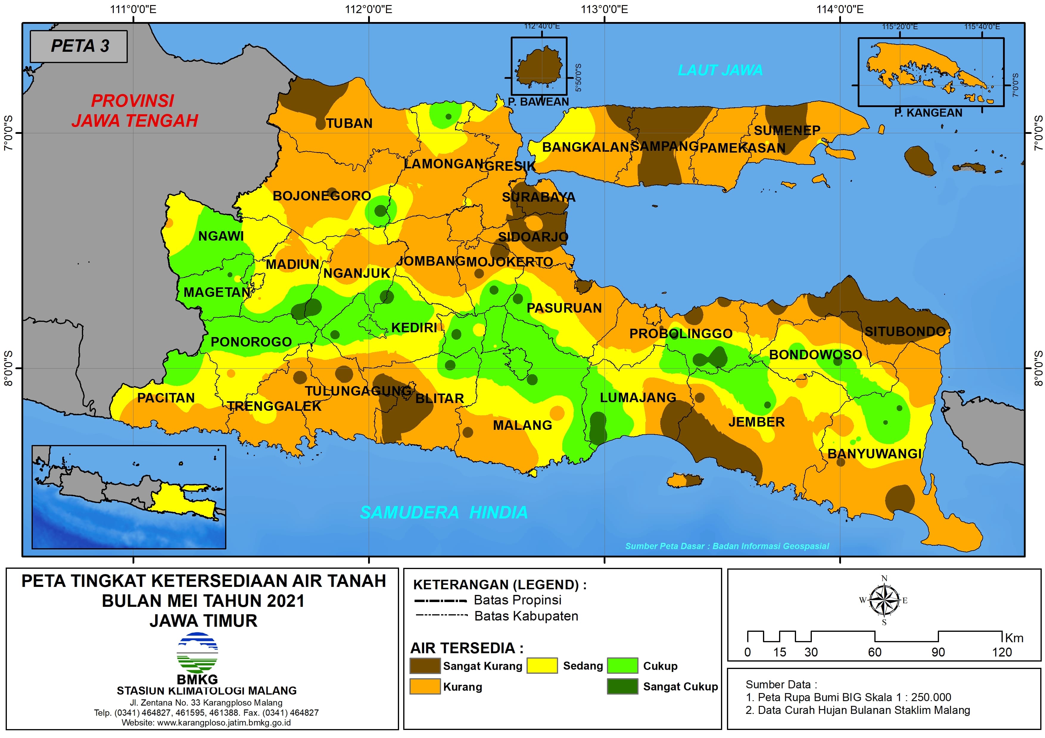 (Analisis - Bulanan) Tingkat Ketersediaan Air Tanah Bulan Mei Tahun 2021 di Provinsi Jawa Timur