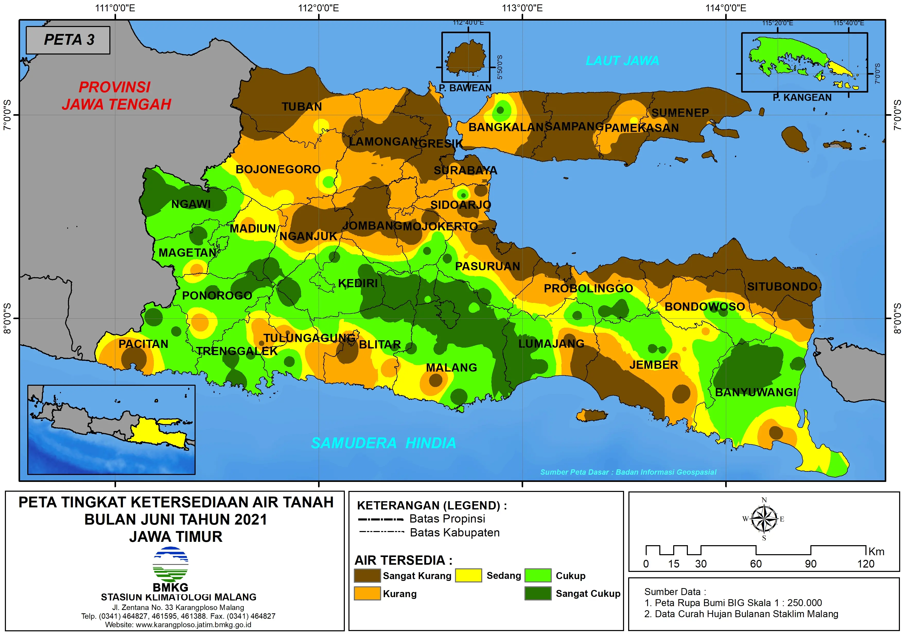 (Analisis - Bulanan) Tingkat Ketersediaan Air Tanah Bulan Juni Tahun 2021 di Provinsi Jawa Timur