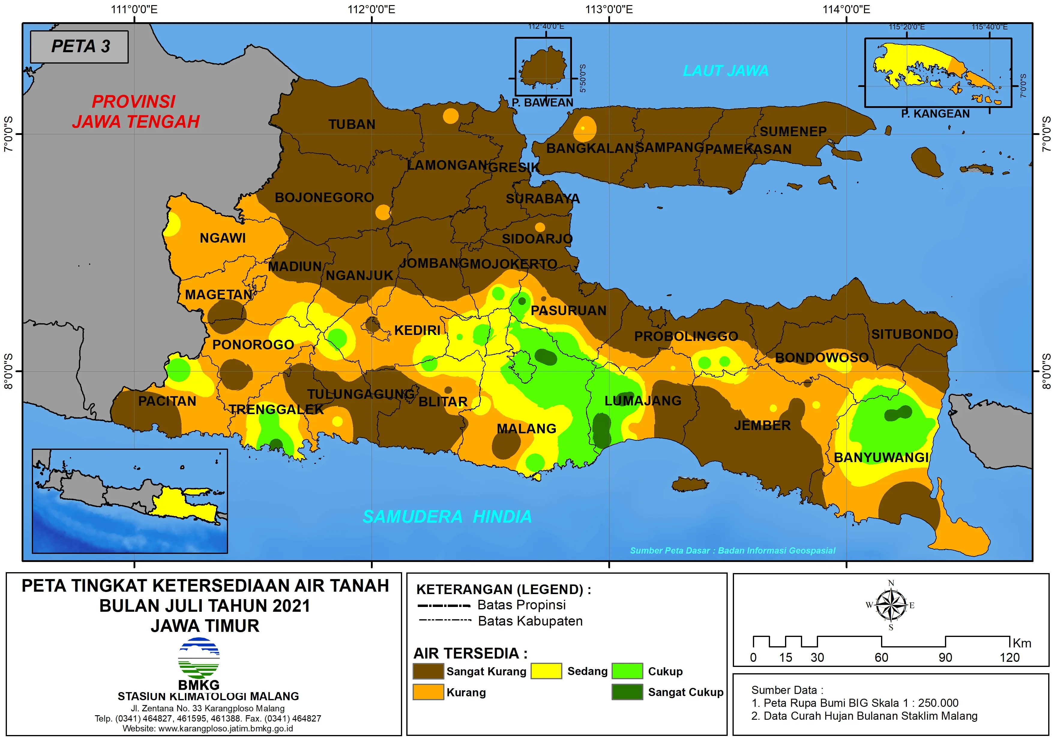 (Analisis - Bulanan) Tingkat Ketersediaan Air Tanah Bulan Juli Tahun 2021 di Provinsi Jawa Timur