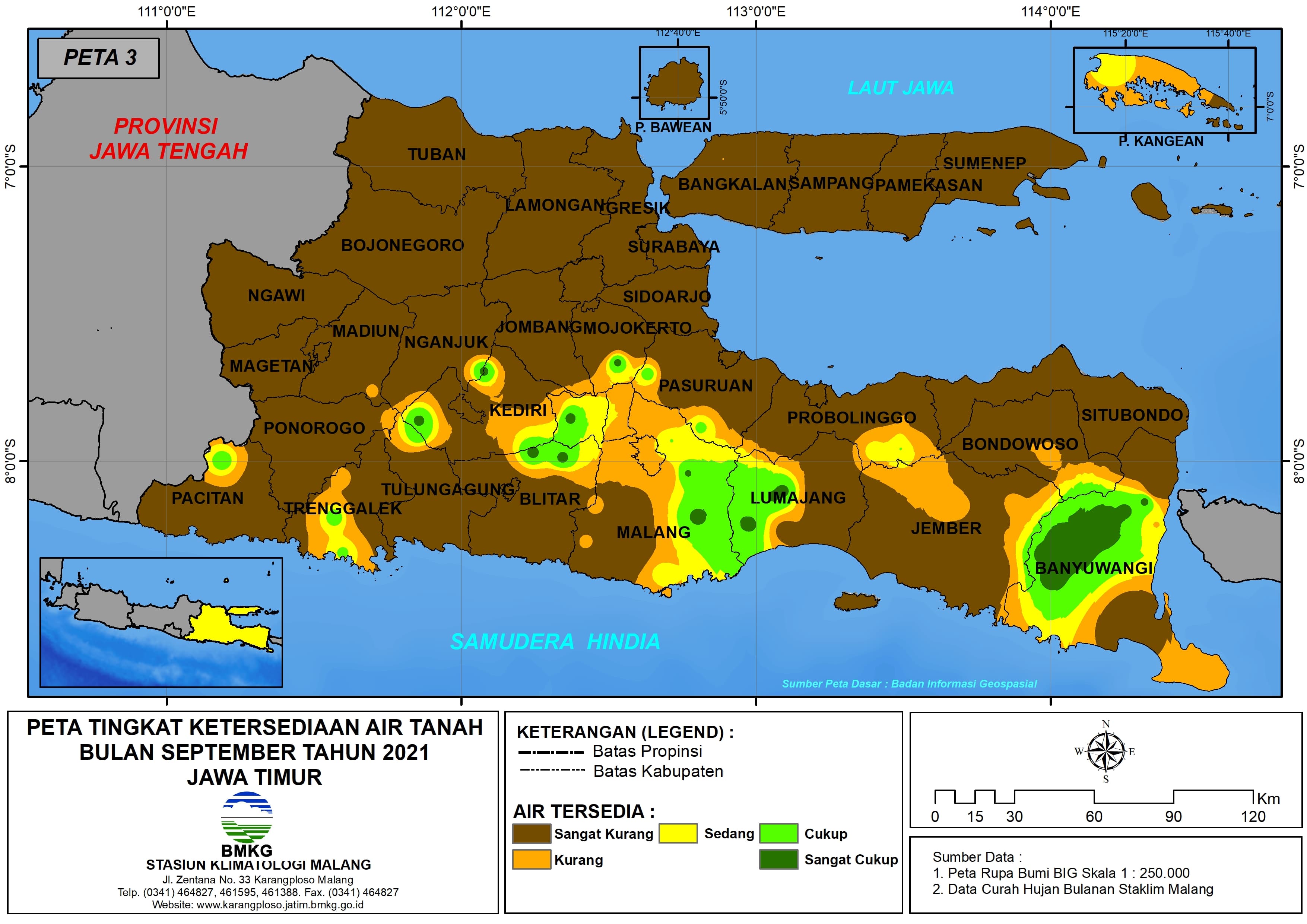 (Analisis - Bulanan) Tingkat Ketersediaan Air Tanah Bulan September Tahun 2021 di Provinsi Jawa Timur