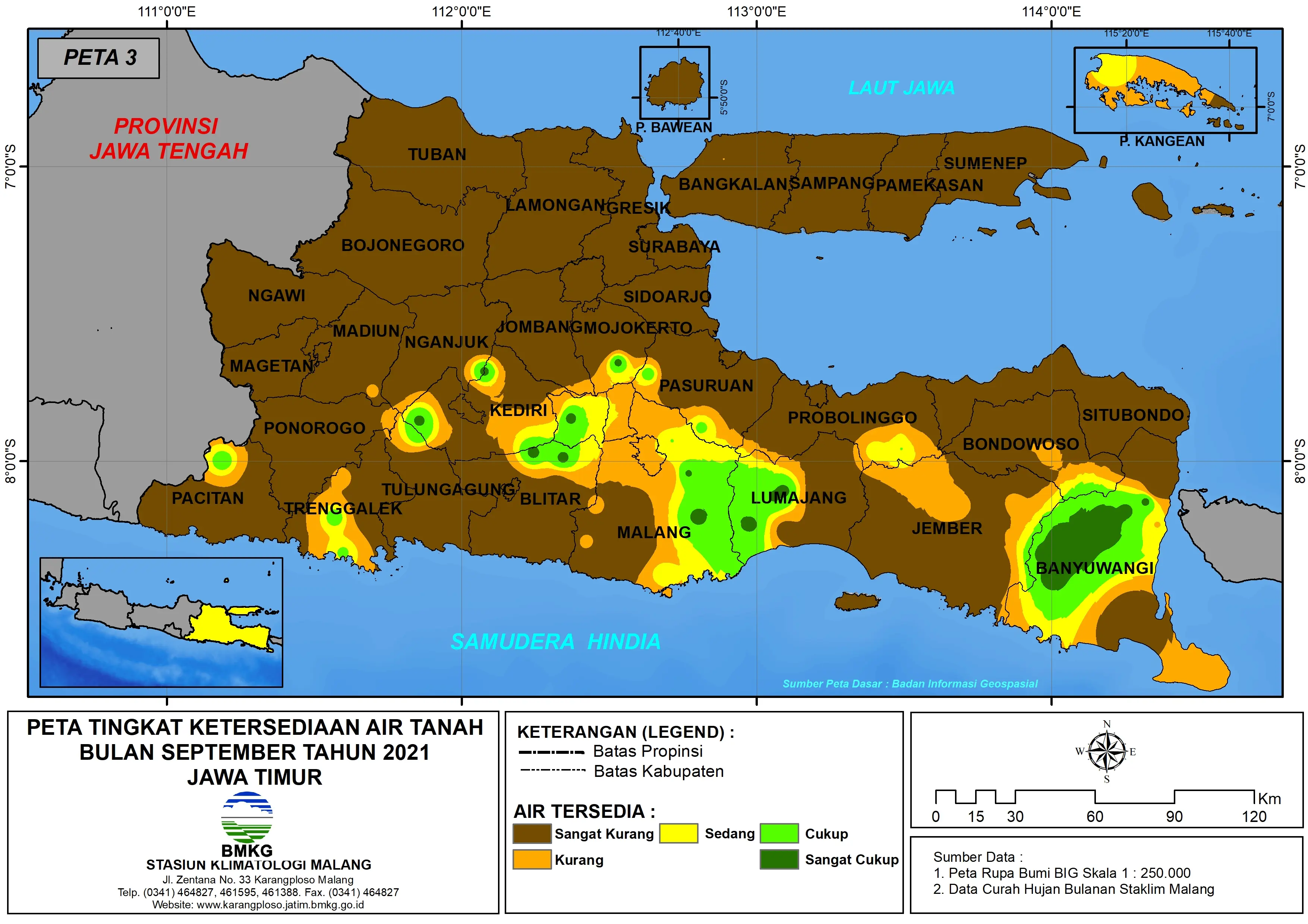 (Analisis - Bulanan) Tingkat Ketersediaan Air Tanah Bulan September Tahun 2021 di Provinsi Jawa Timur