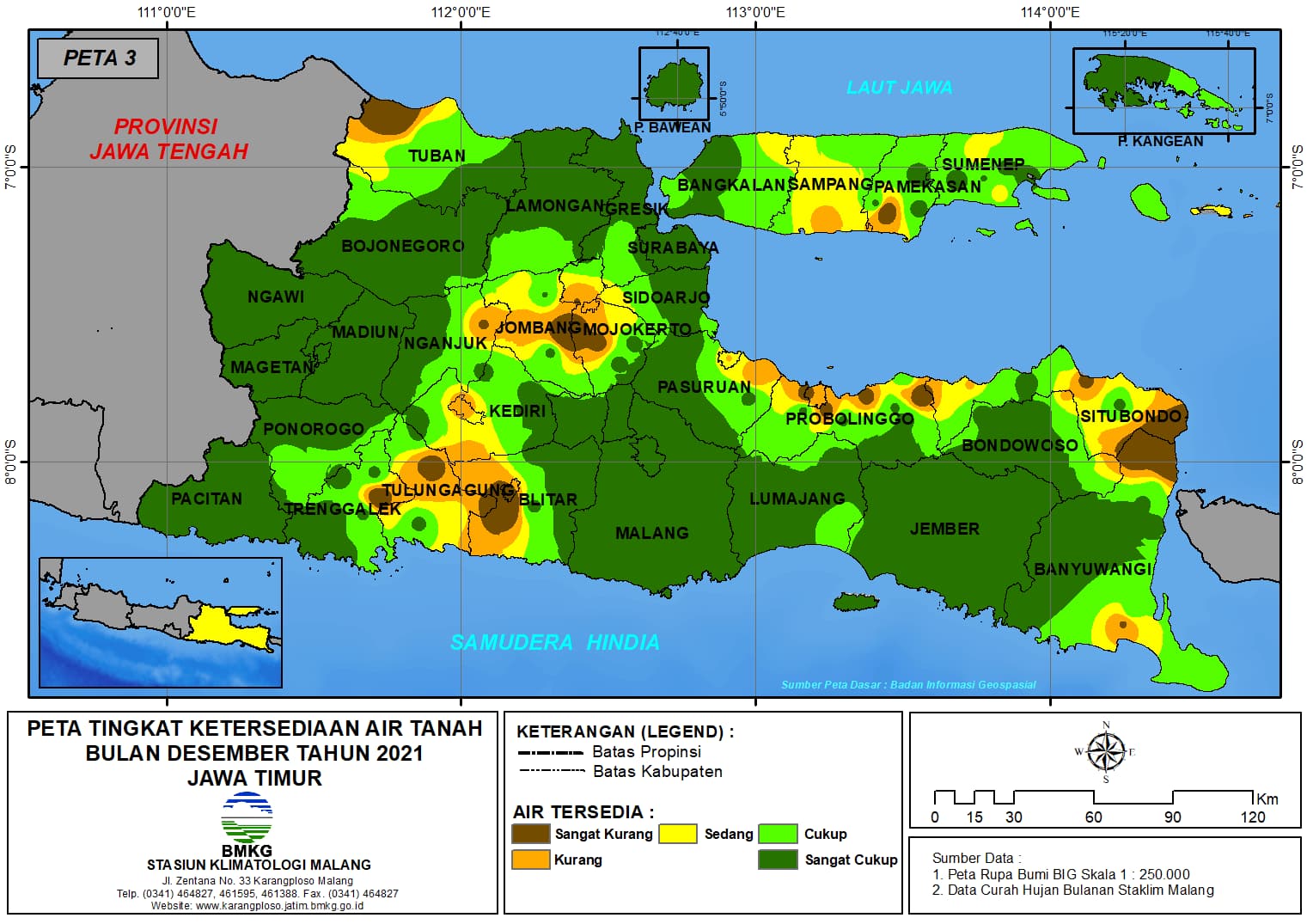 (Analisis - Bulanan) Tingkat Ketersediaan Air Tanah Bulan Desember Tahun 2021 di Provinsi Jawa Timur