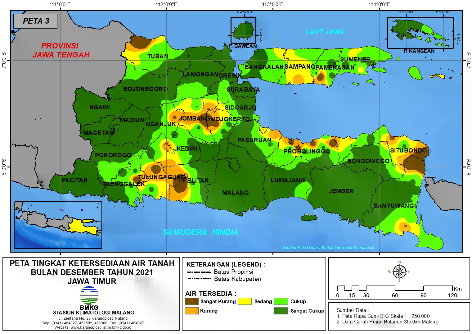 (Analisis - Bulanan) Tingkat Ketersediaan Air Tanah Bulan Desember Tahun 2021 di Provinsi Jawa Timur