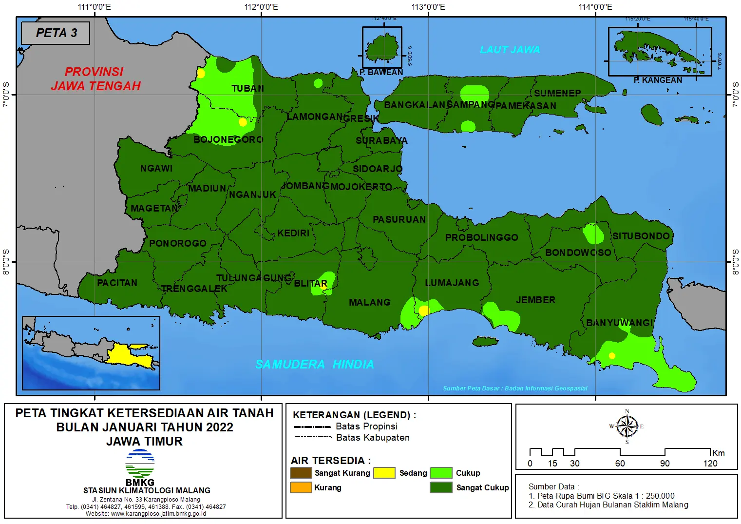 ( Analisis - Bulanan ) Tingkat Ketersediaan Air Tanah Bulan Januari Tahun 2022 di Provinsi Jawa Timur