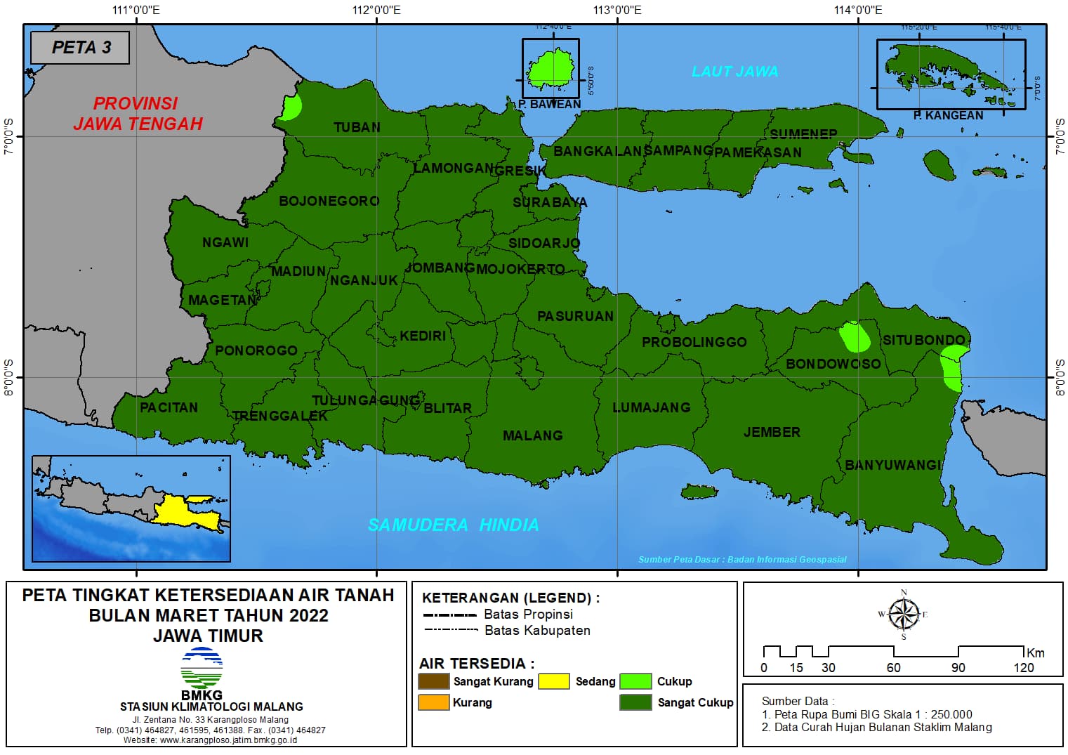 ( Analisis - Bulanan ) Tingkat Ketersediaan Air Tanah Bulan Maret Tahun 2022 di Provinsi Jawa Timur