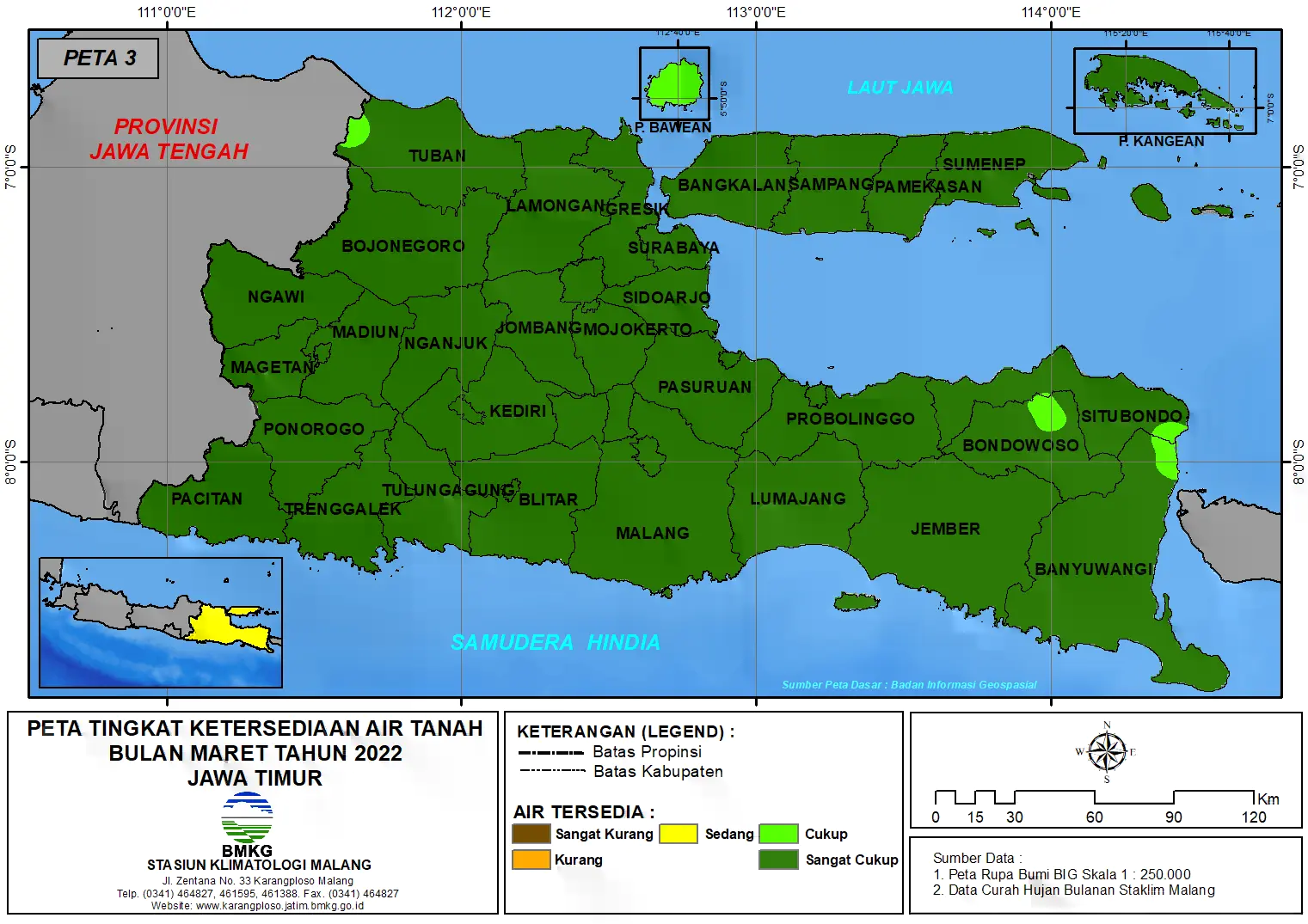 ( Analisis - Bulanan ) Tingkat Ketersediaan Air Tanah Bulan Maret Tahun 2022 di Provinsi Jawa Timur