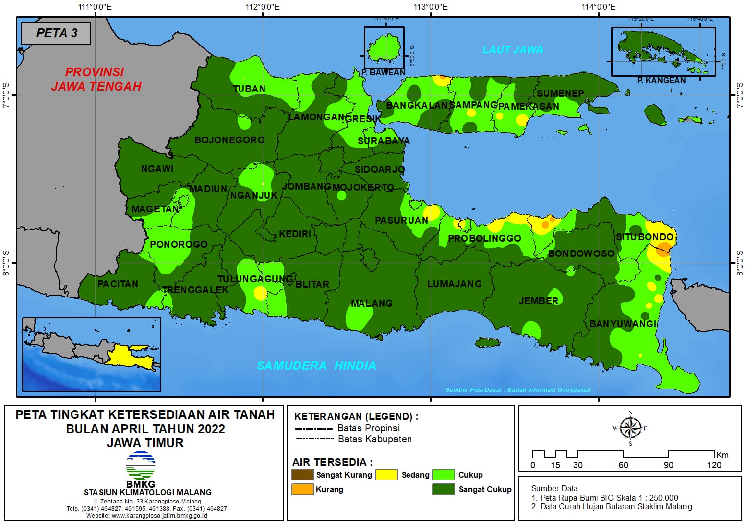 ( Analisis - Bulanan ) Tingkat Ketersediaan Air Tanah Bulan April Tahun 2022 di Provinsi Jawa Timur