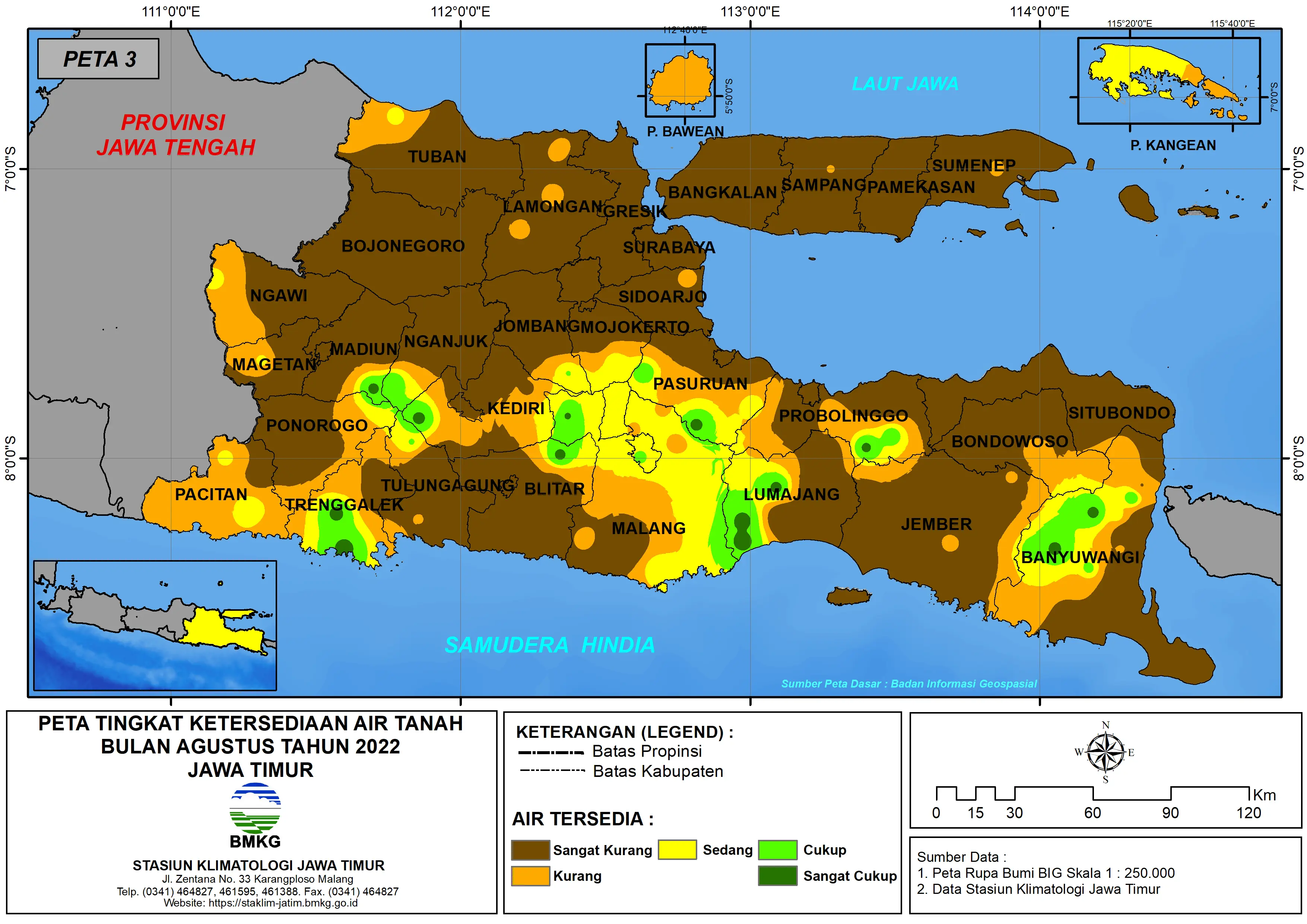 ( Analisis - Bulanan ) Tingkat Ketersediaan Air Tanah Bulan Agustus Tahun 2022 di Provinsi Jawa Timur