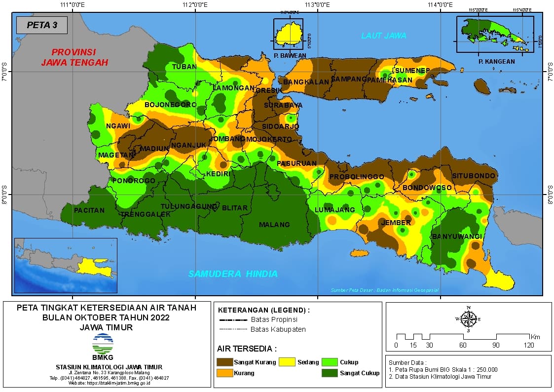 ( Analisis - Bulanan ) Tingkat Ketersediaan Air Tanah Bulan Oktober Tahun 2022 di Provinsi Jawa Timur