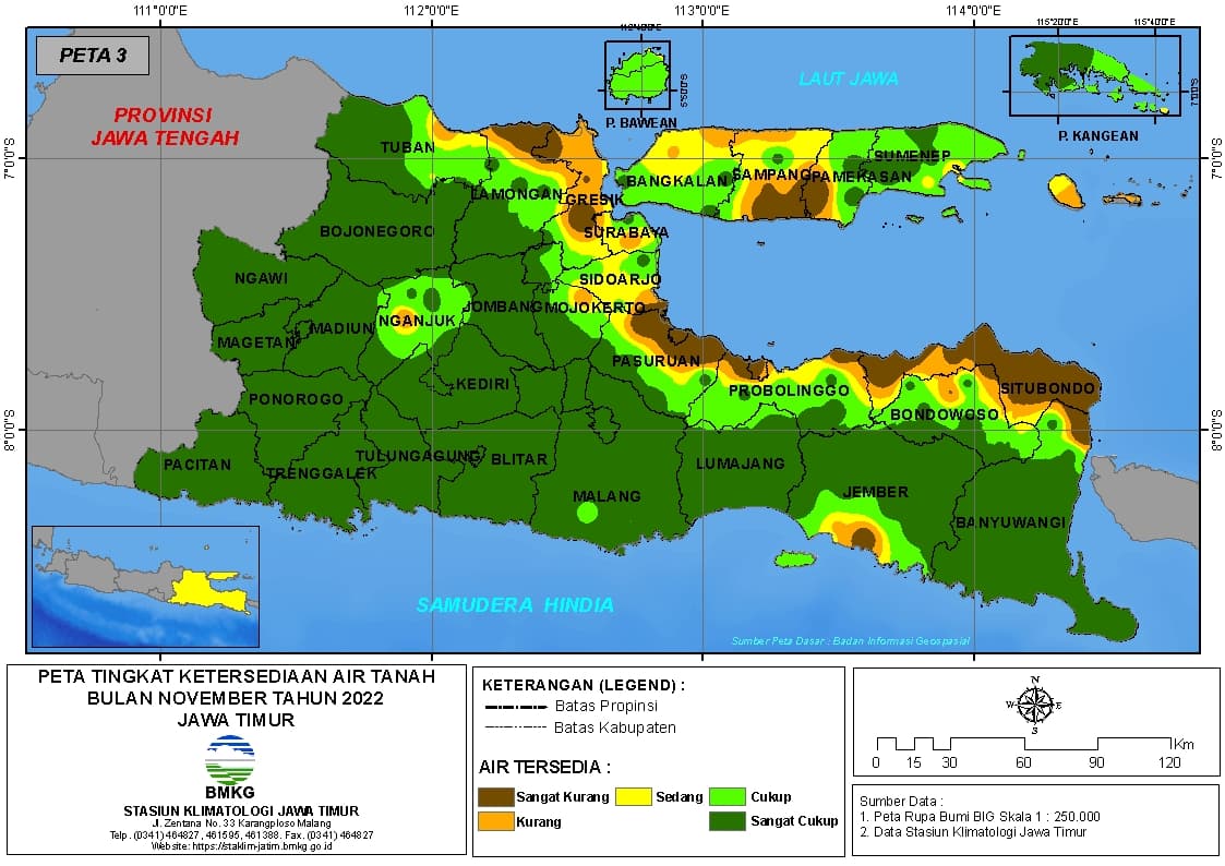 ( Analisis - Bulanan ) Tingkat Ketersediaan Air Tanah Bulan November Tahun 2022 di Provinsi Jawa Timur