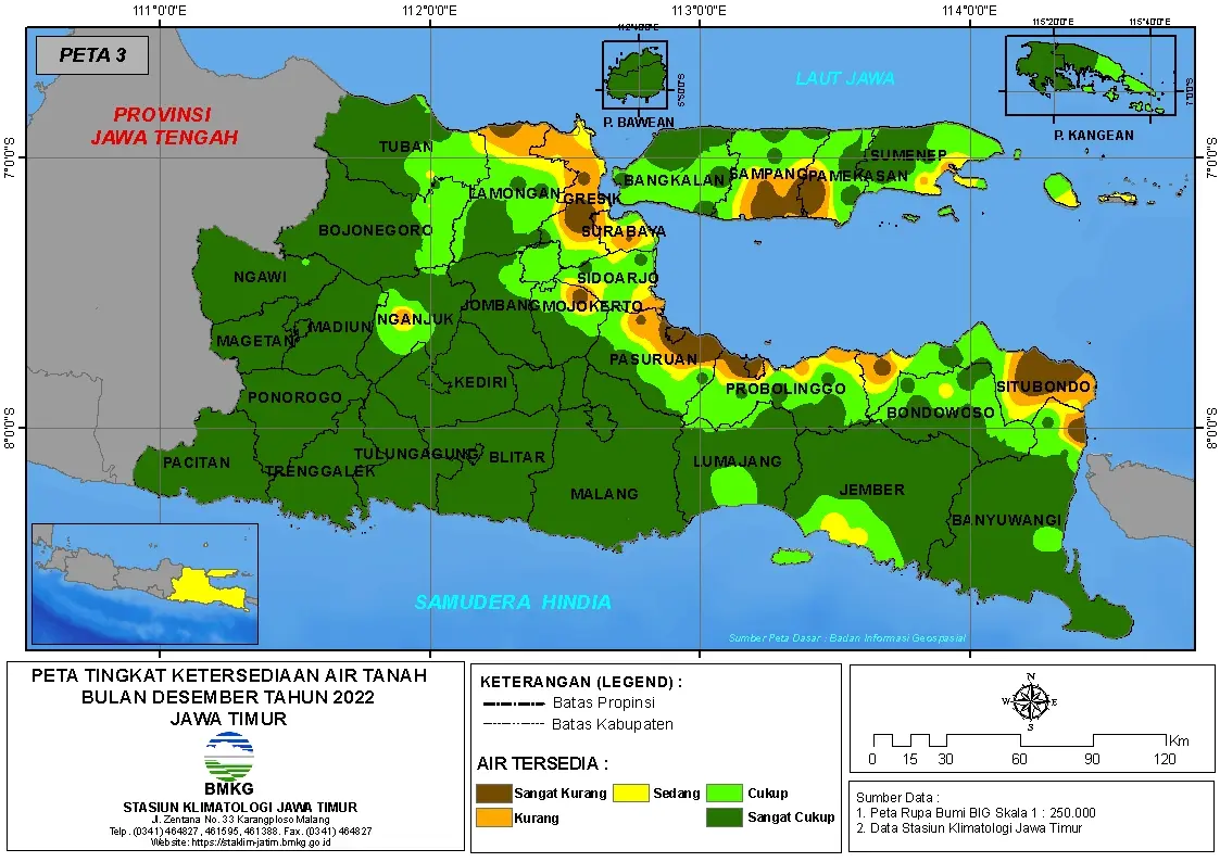 ( Analisis - Bulanan ) Tingkat Ketersediaan Air Tanah Bulan Desember Tahun 2022 di Provinsi Jawa Timur