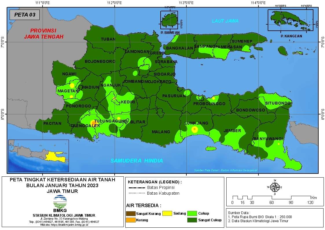 ( Analisis - Bulanan ) Tingkat Ketersediaan Air Tanah Bulan Januari Tahun 2023 di Provinsi Jawa Timur