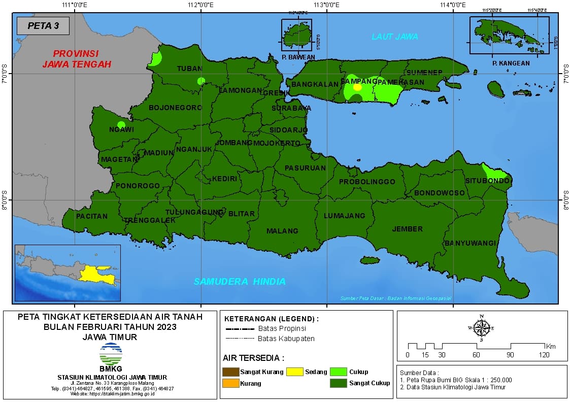 ( Analisis - Bulanan ) Tingkat Ketersediaan Air Tanah Bulan Februari Tahun 2023 di Provinsi Jawa Timur