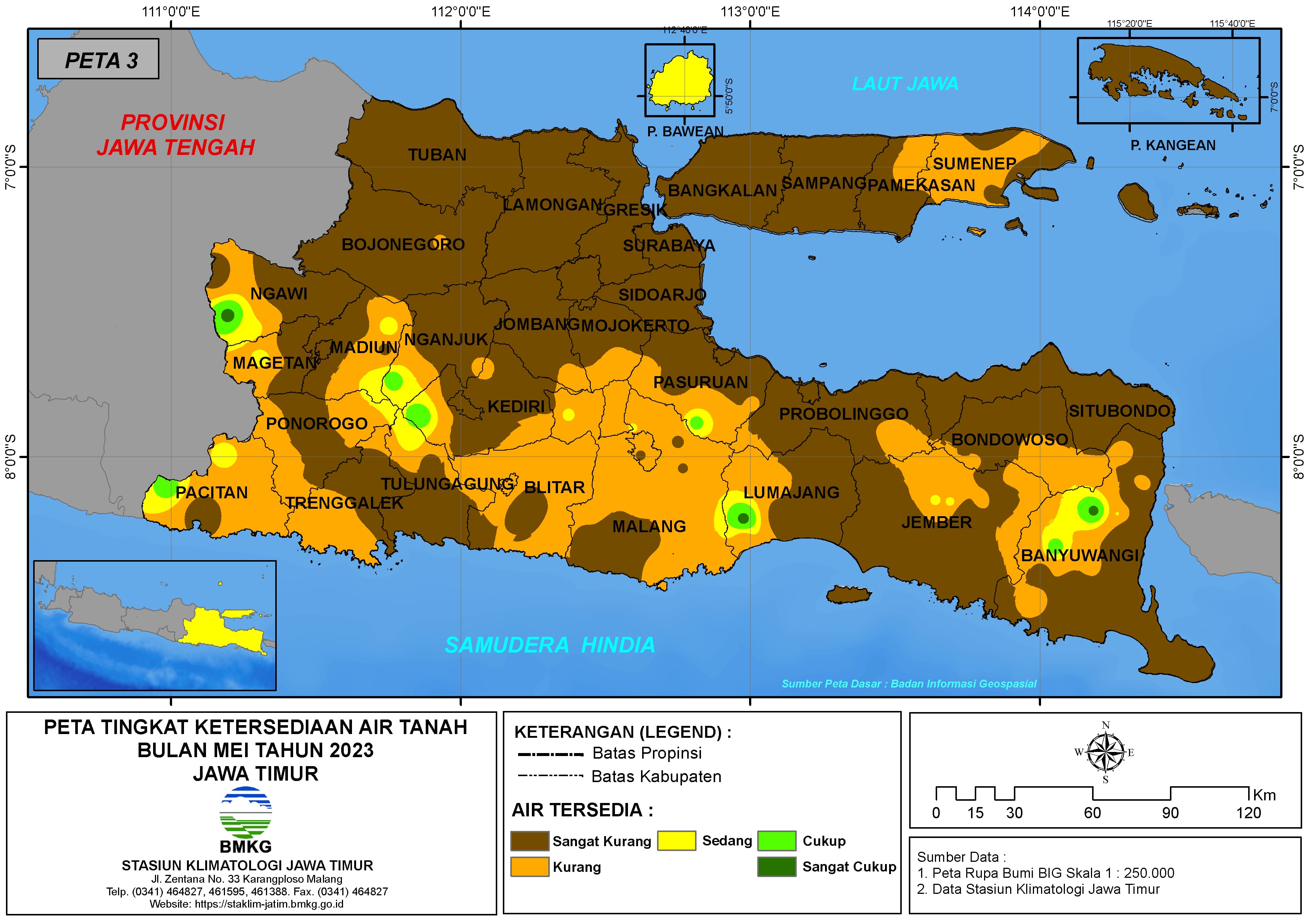 ( Analisis - Bulanan ) Tingkat Ketersediaan Air Tanah Bulan Mei Tahun 2023 di Provinsi Jawa Timur