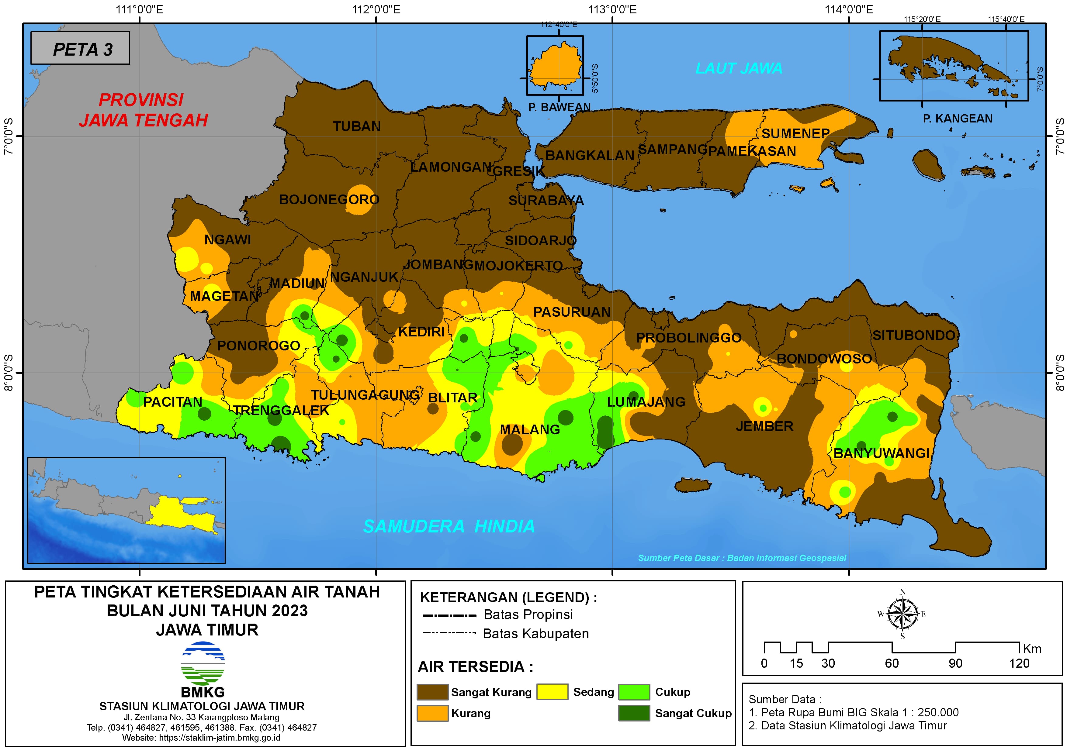 ( Analisis - Bulanan ) Tingkat Ketersediaan Air Tanah Bulan Juni Tahun 2023 di Provinsi Jawa Timur