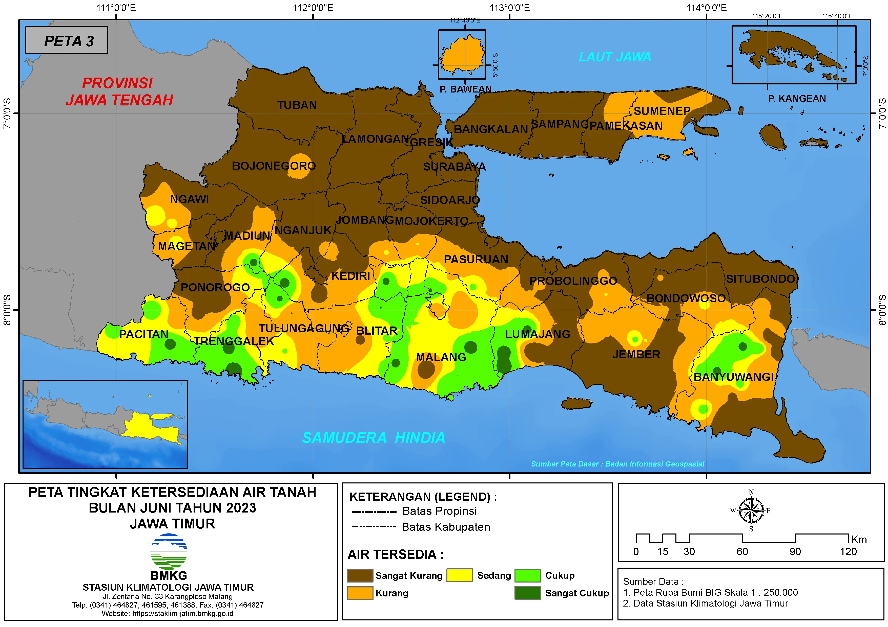 ( Analisis - Bulanan ) Tingkat Ketersediaan Air Tanah Bulan Juni Tahun 2023 di Provinsi Jawa Timur