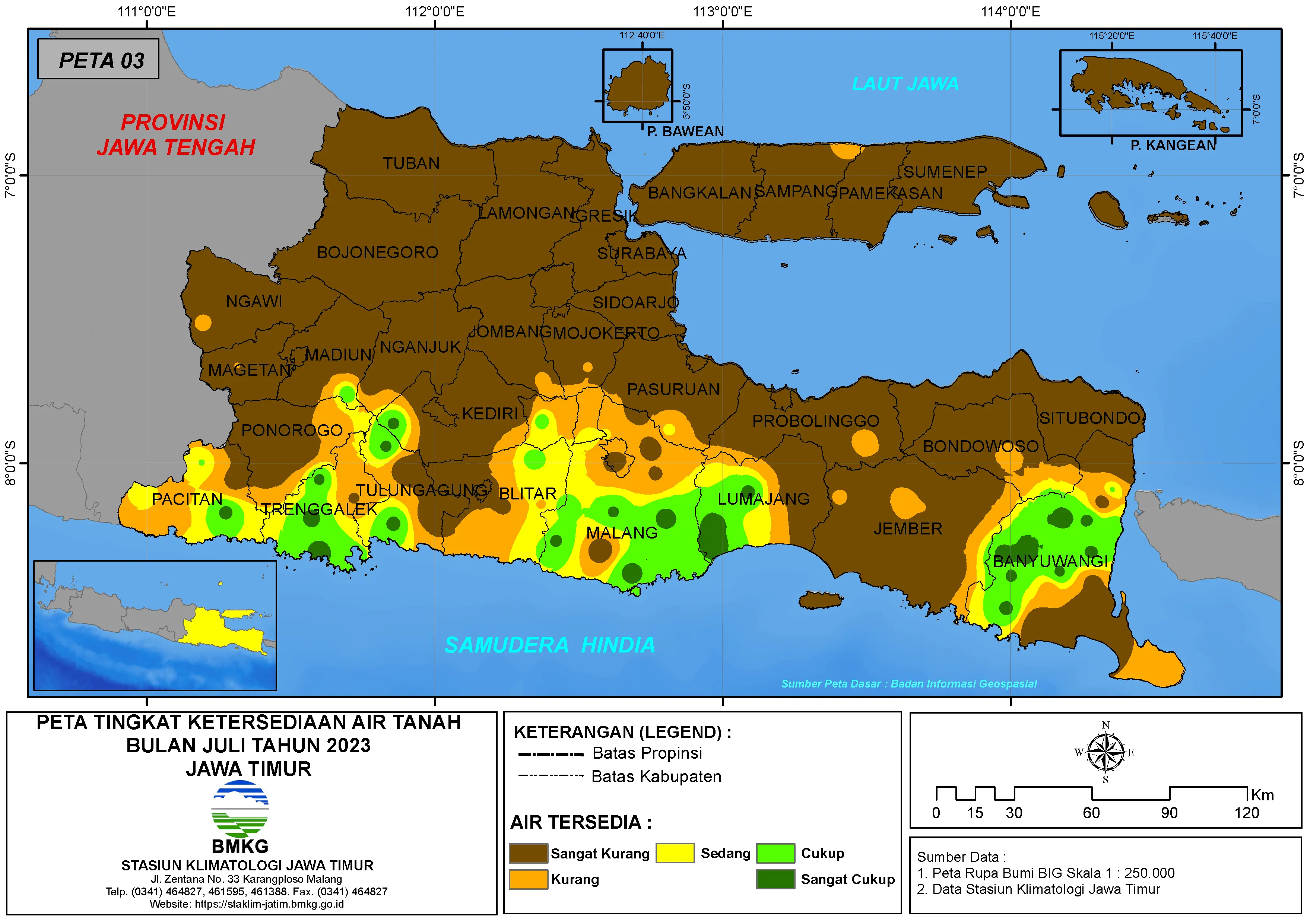 ( Analisis - Bulanan ) Tingkat Ketersediaan Air Tanah Bulan Juli Tahun 2023 di Provinsi Jawa Timur