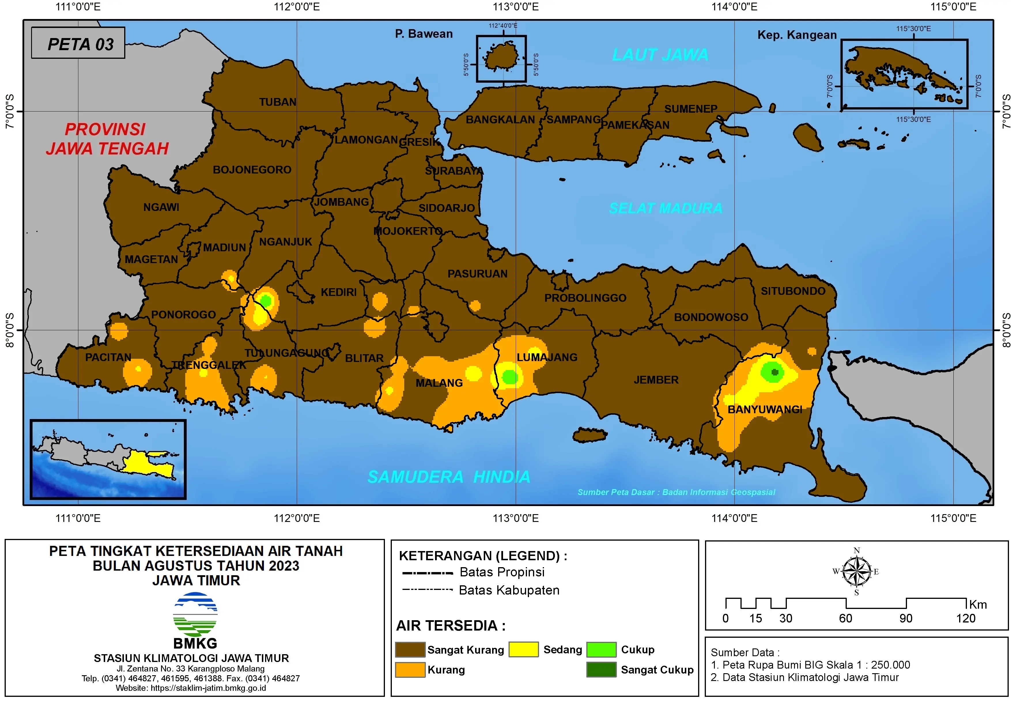 ( Analisis - Bulanan ) Tingkat Ketersediaan Air Tanah Bulan Agustus Tahun 2023 di Provinsi Jawa Timur