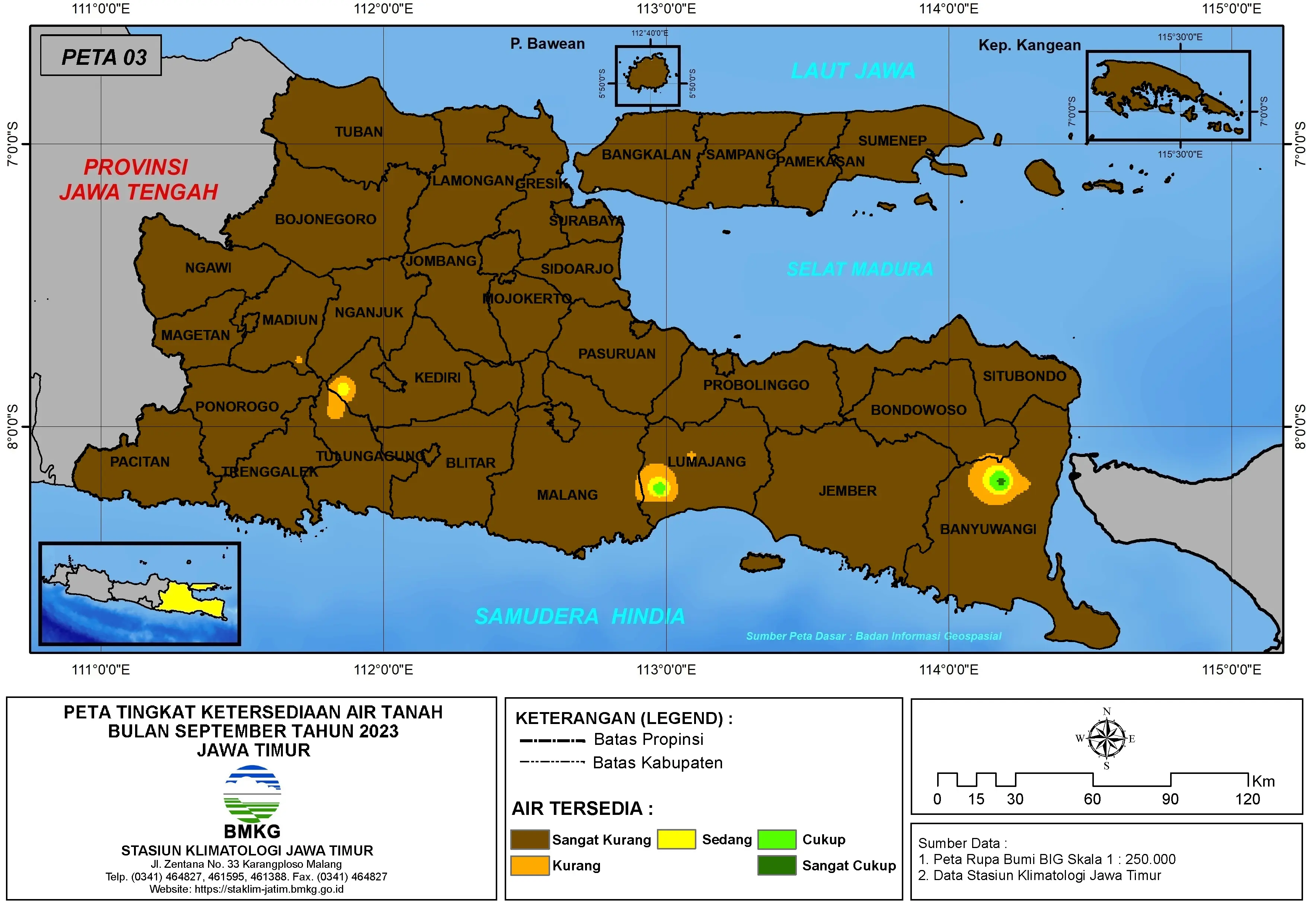 ( Analisis - Bulanan ) Tingkat Ketersediaan Air Tanah Bulan September Tahun 2023 di Provinsi Jawa Timur