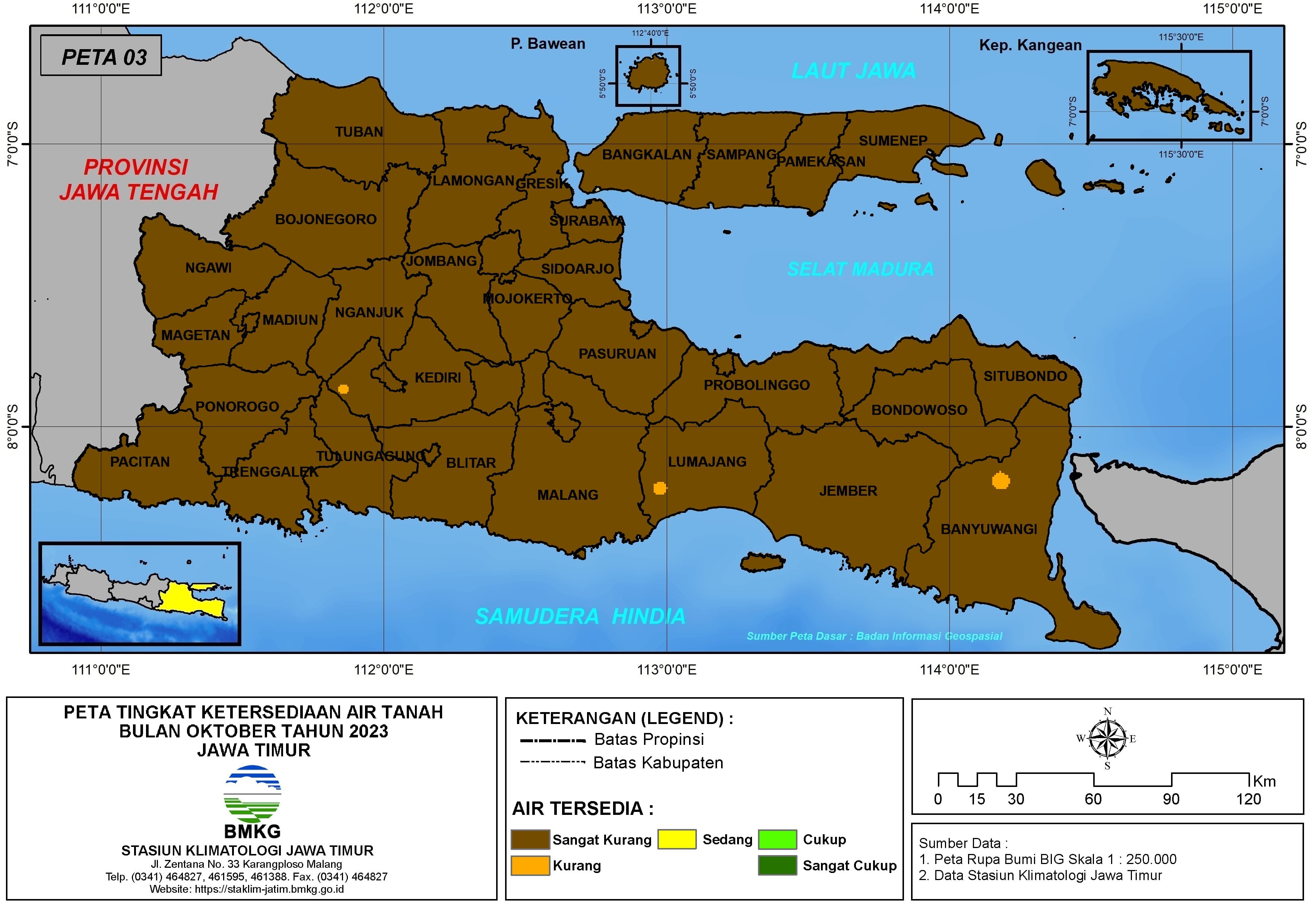 ( Analisis - Bulanan ) Tingkat Ketersediaan Air Tanah Bulan Oktober Tahun 2023 di Provinsi Jawa Timur