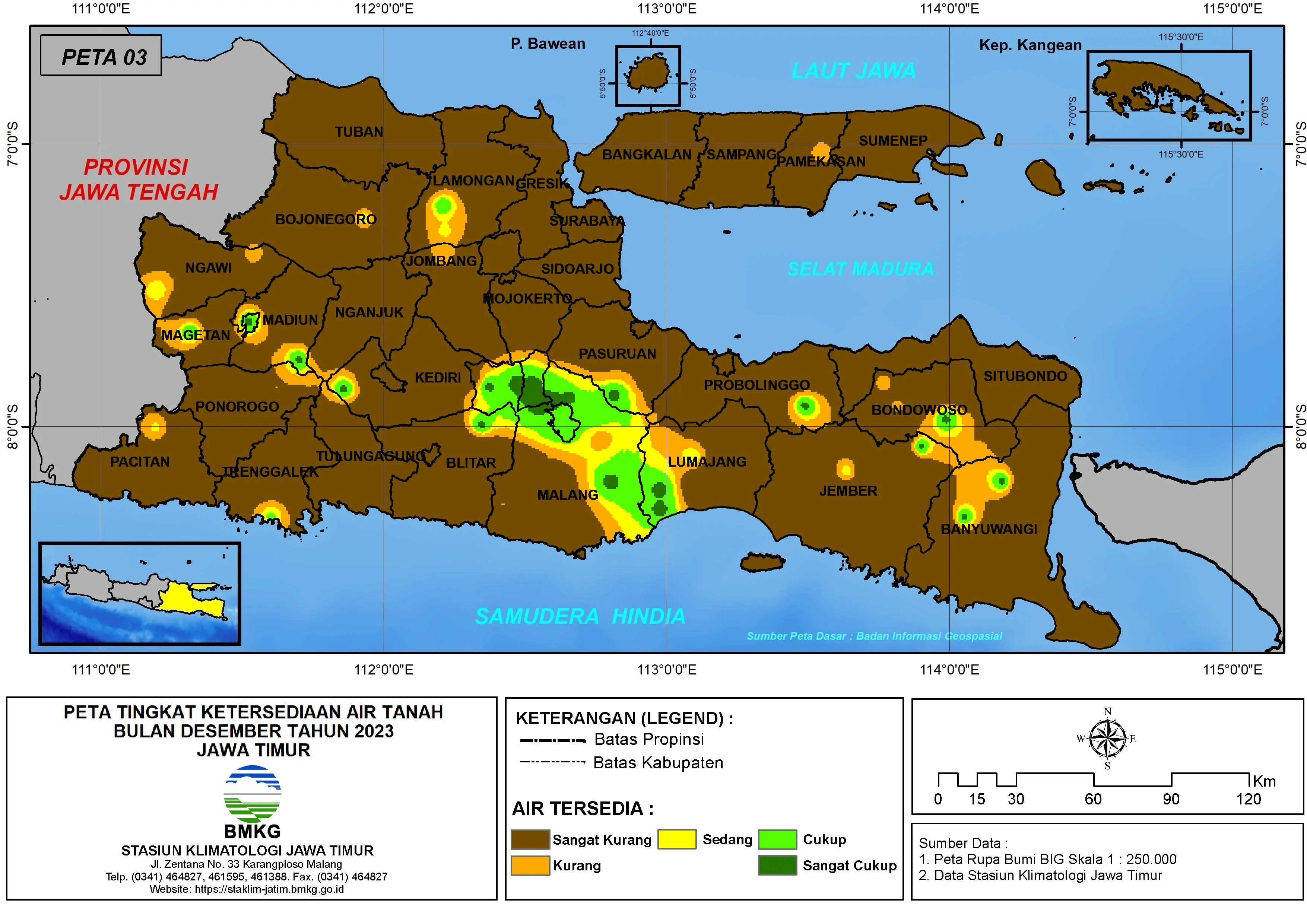 ( Analisis - Bulanan ) Tingkat Ketersediaan Air Tanah Bulan Desember Tahun 2023 di Provinsi Jawa Timur